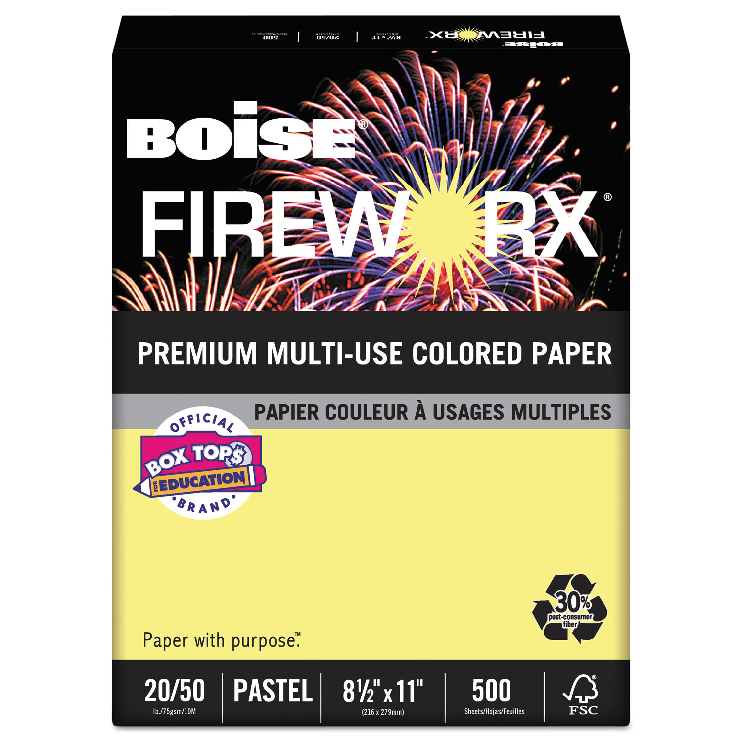 FIREWORX Premium Multi-Use Paper, 20lb, 8.5 x 11, Crackling Canary, 500/Ream