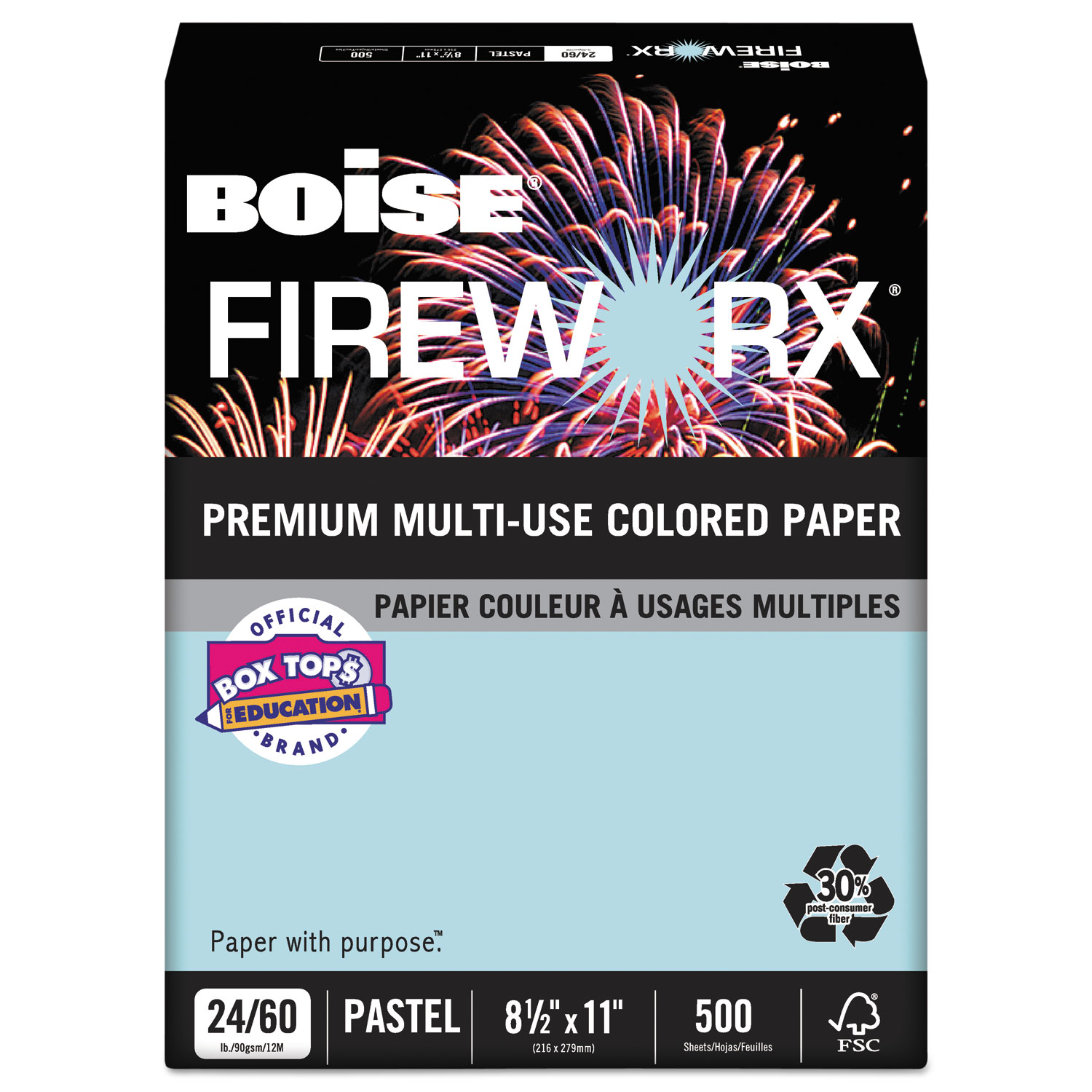 FIREWORX Premium Multi-Use Paper, 24lb, 8.5 x 11, Bottle Rocket Blue, 500/Ream