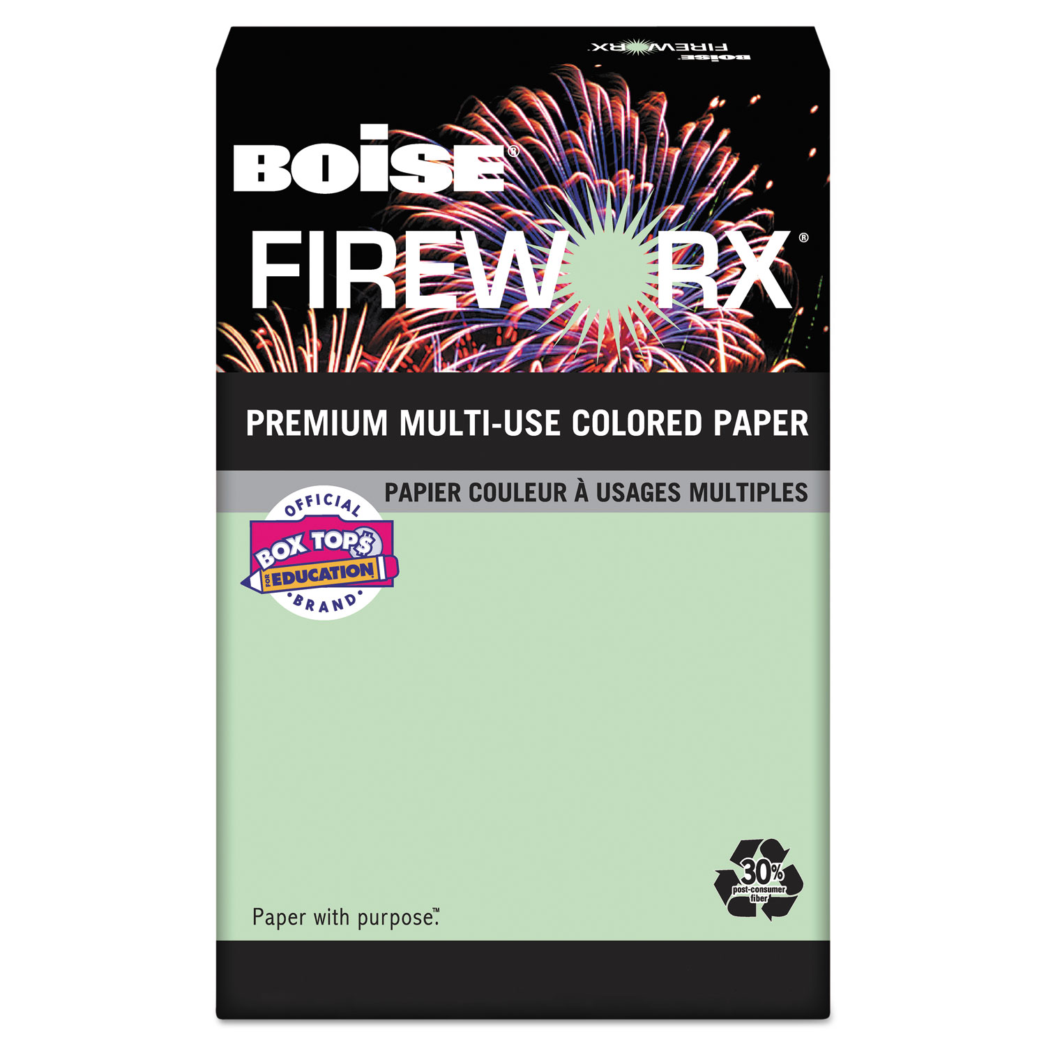  Boise MP2207GN FIREWORX Premium Multi-Use Paper, 20lb, 11 x 17, Popper-mint Green, 500/Ream (CASMP2207GN) 