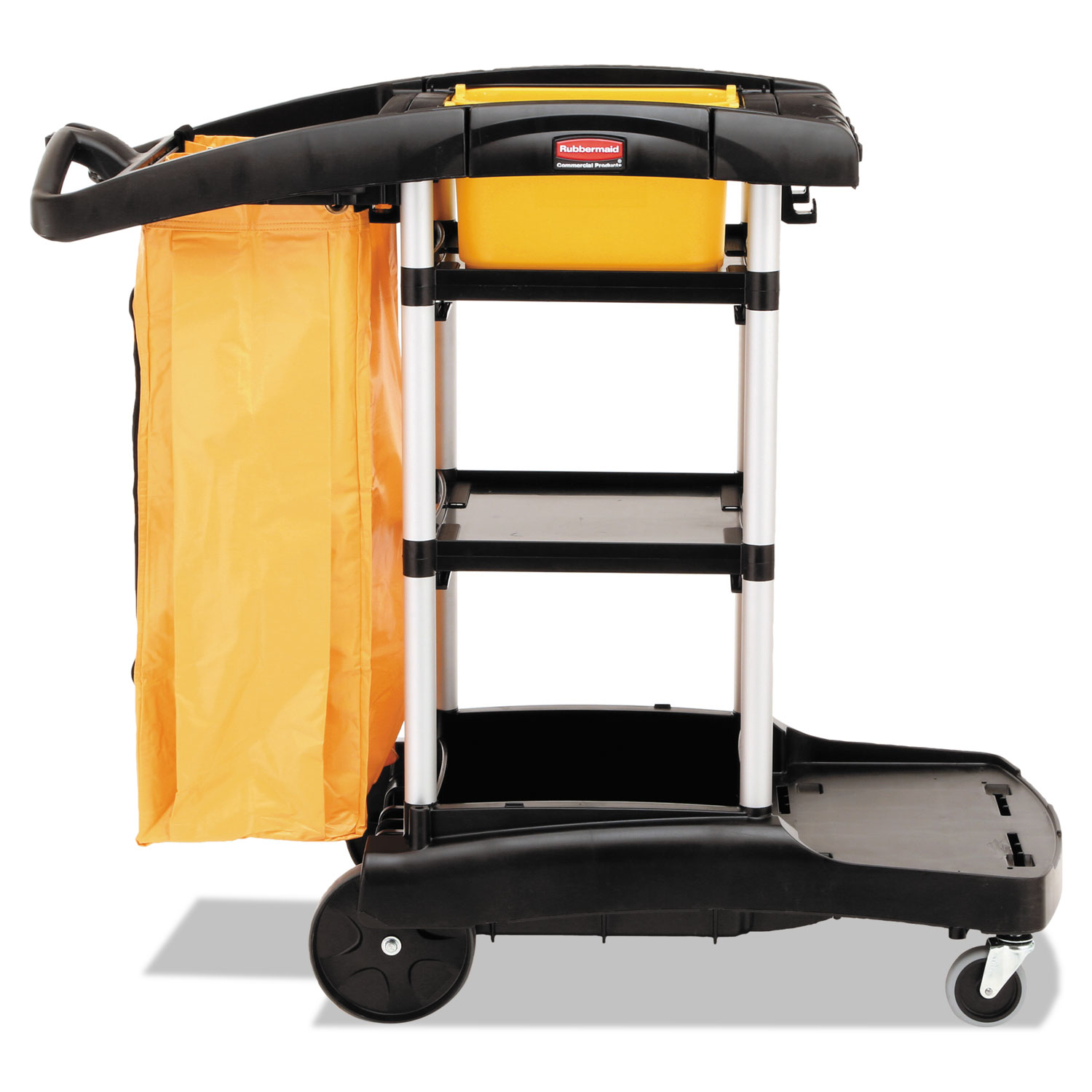 Rubbermaid Commercial FG9T7200BLA High Capacity Cleaning Cart, 21.75w x 49.75d x 38.38h, Black (RCP9T7200BK) 