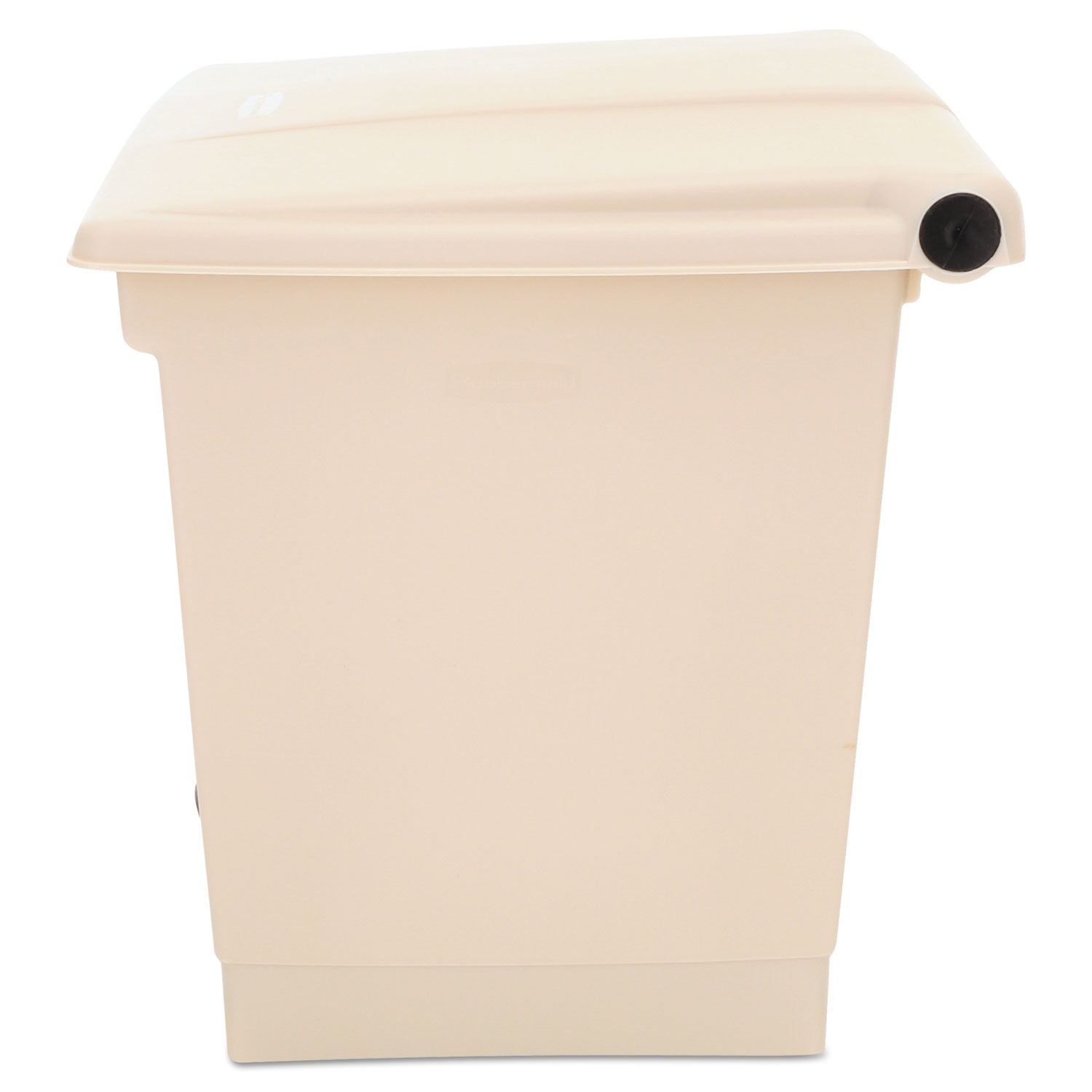 Indoor Utility Step-On Waste Container, Square, Plastic, 8gal, Beige