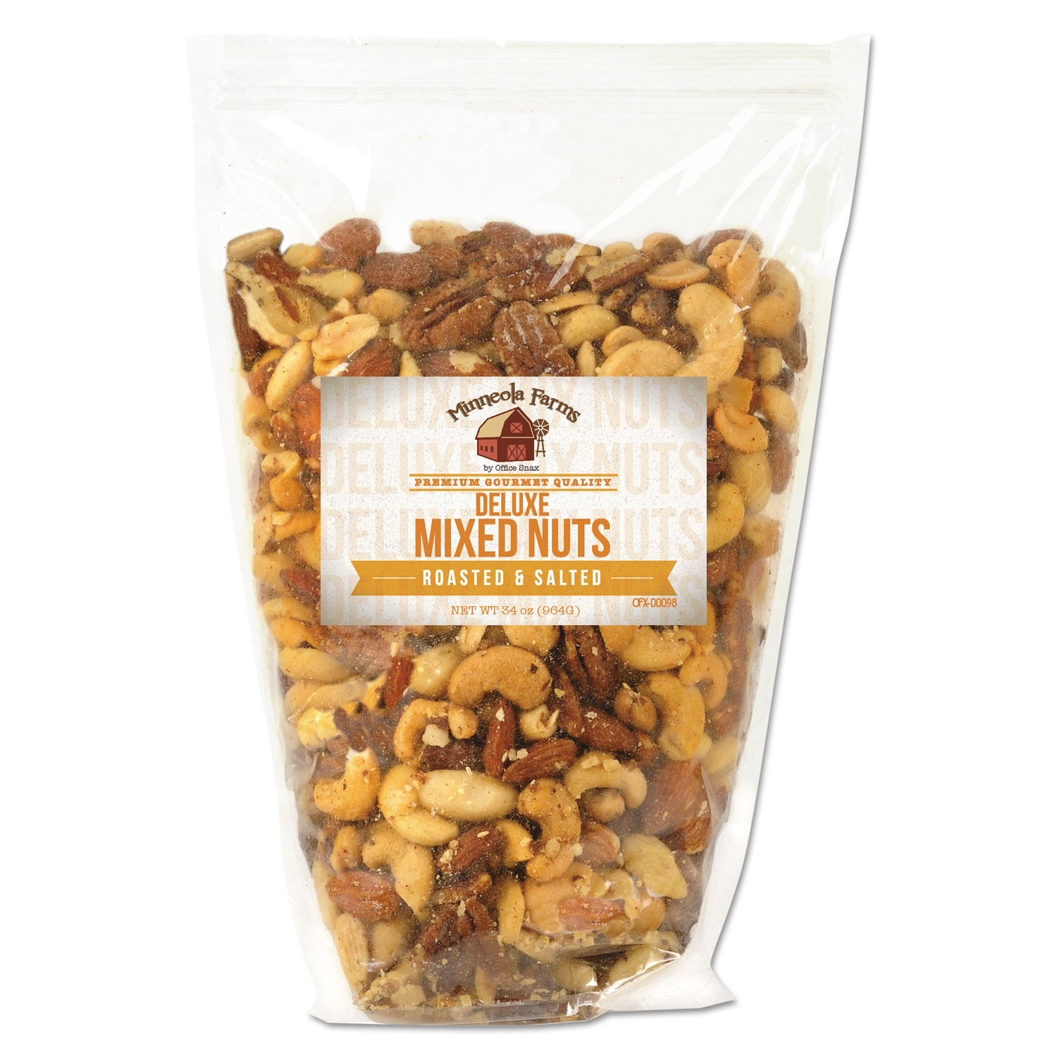  Office Snax 00098 Favorite Nuts, Deluxe Nut Mix, 34 oz Bag (OFX00098) 