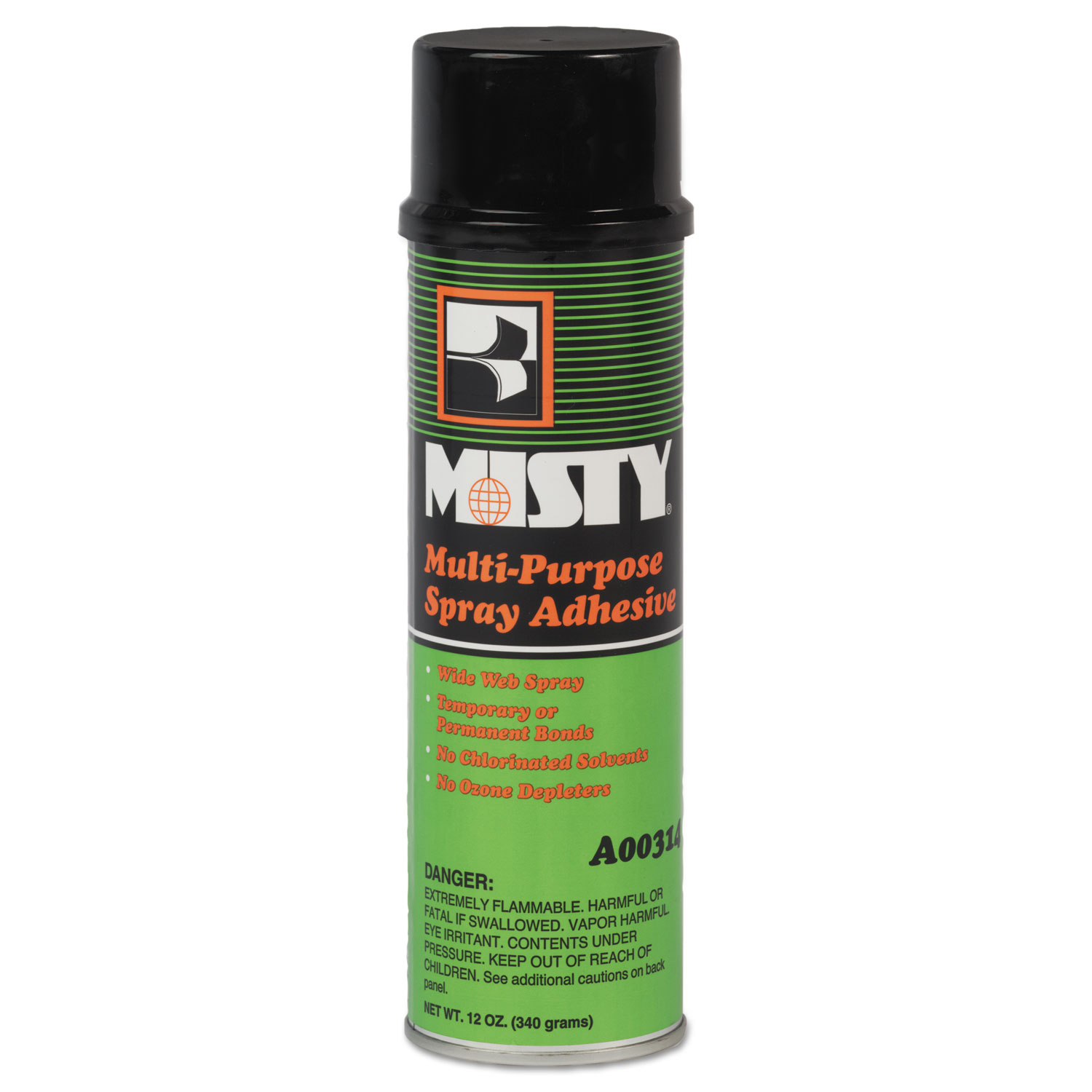  Misty 1002026 Multipurpose Spray Adhesive, 20 oz, Dries Light Yellow, 12/Carton (AMR1002026) 