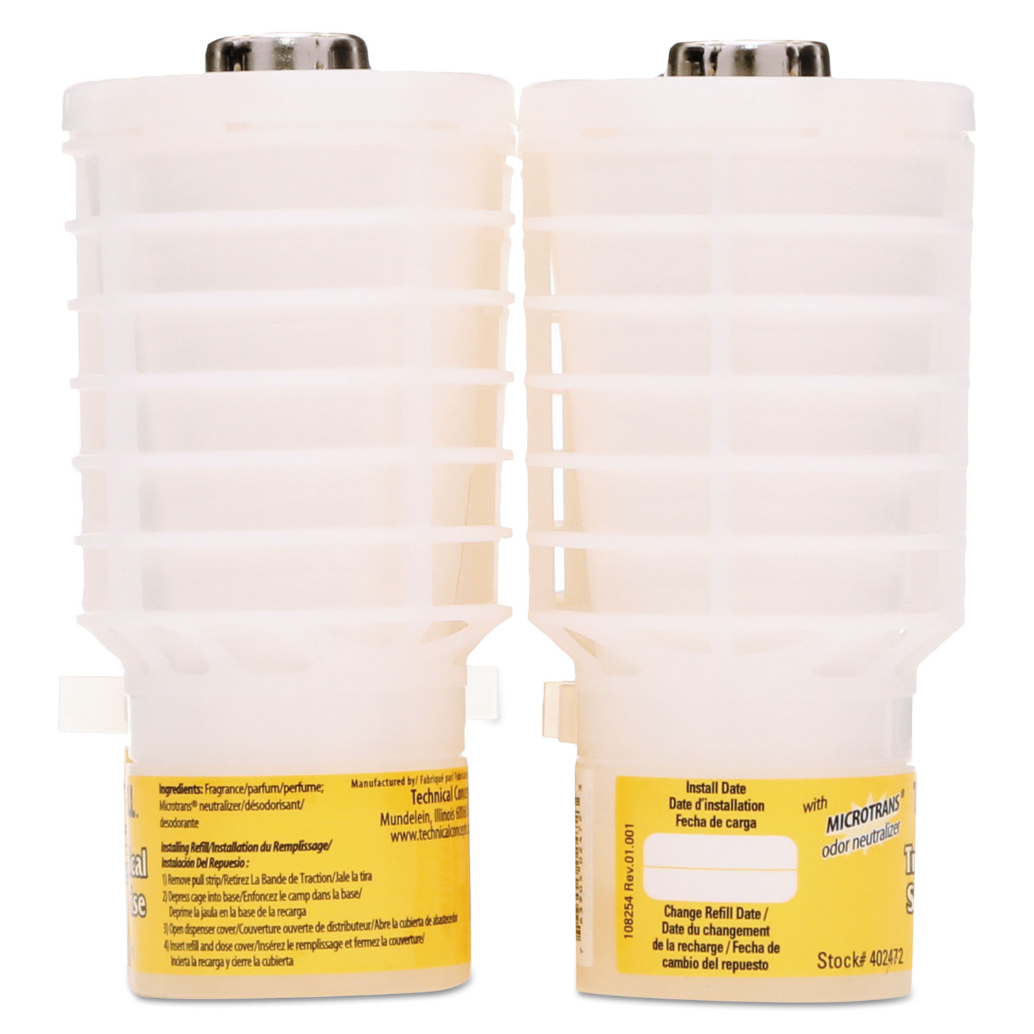 TCell Microtrans Odor Neutralizer Refill, Tropical Sunrise, 48 ml, 6/Carton