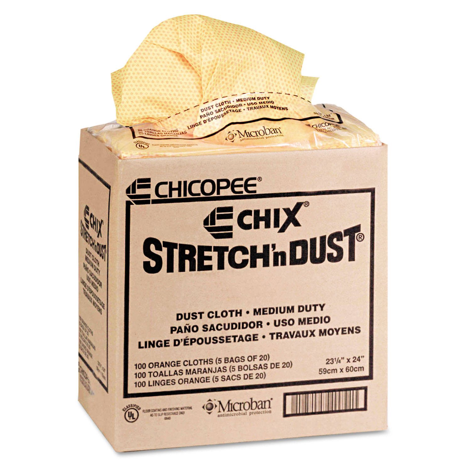 Stretch n Dust Cloths, 23 1/4 x 24, Orange/Yellow, 20/Bag, 5 Bags/Carton