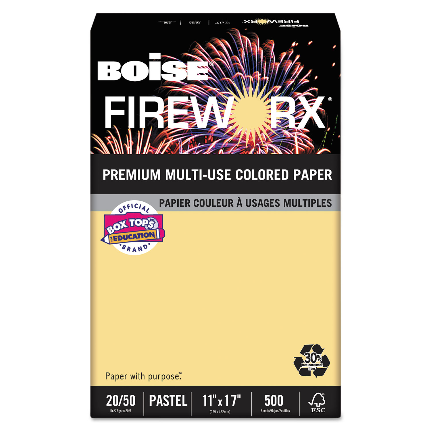 FIREWORX Colored Paper, 20lb, 11 x 17, Boomin Buff, 500 Sheets/Ream