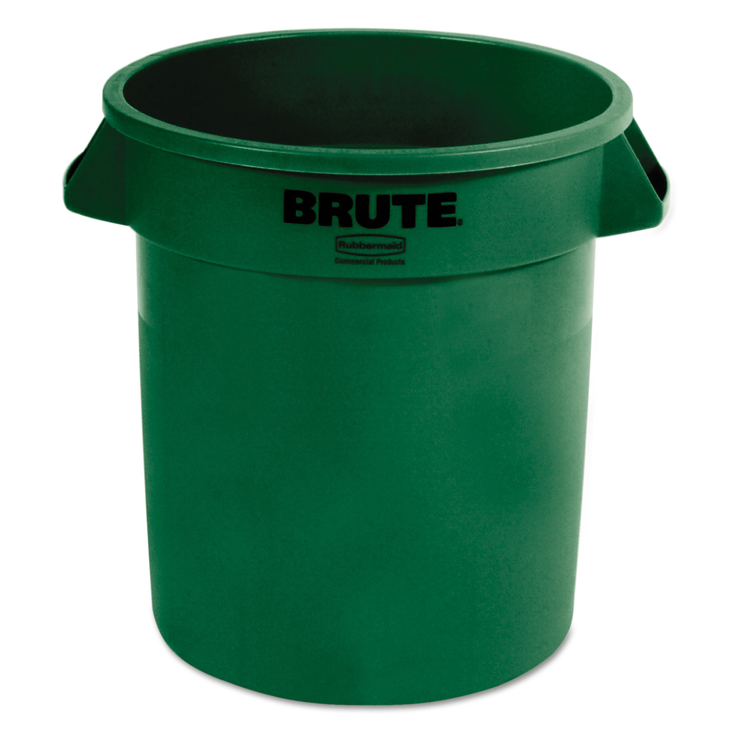 Round Brute Container, Plastic, 10 gal, Dark Green, 6/Carton