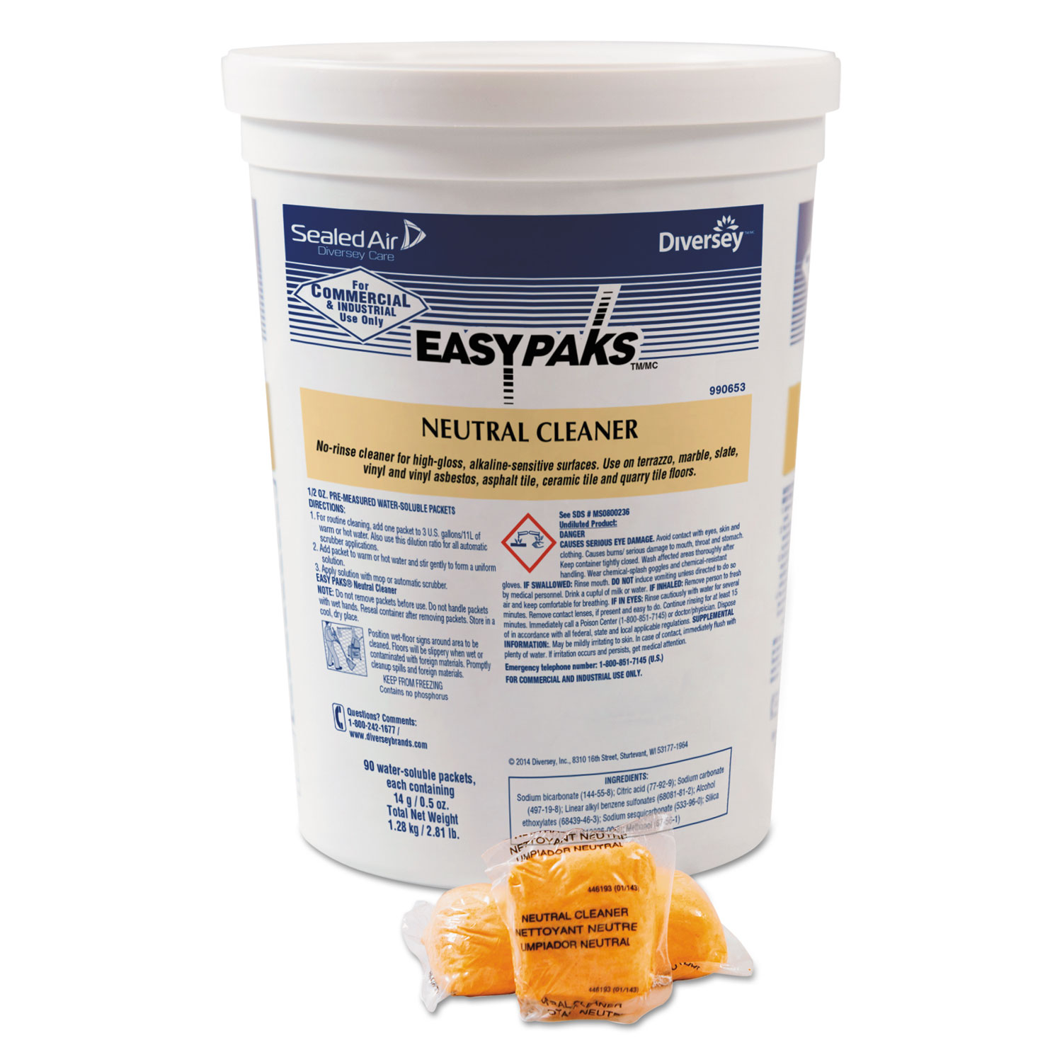  Easy Paks 990653 Neutral Cleaner, 0.5 oz Packet, 90/Tub (DVO990653EA) 