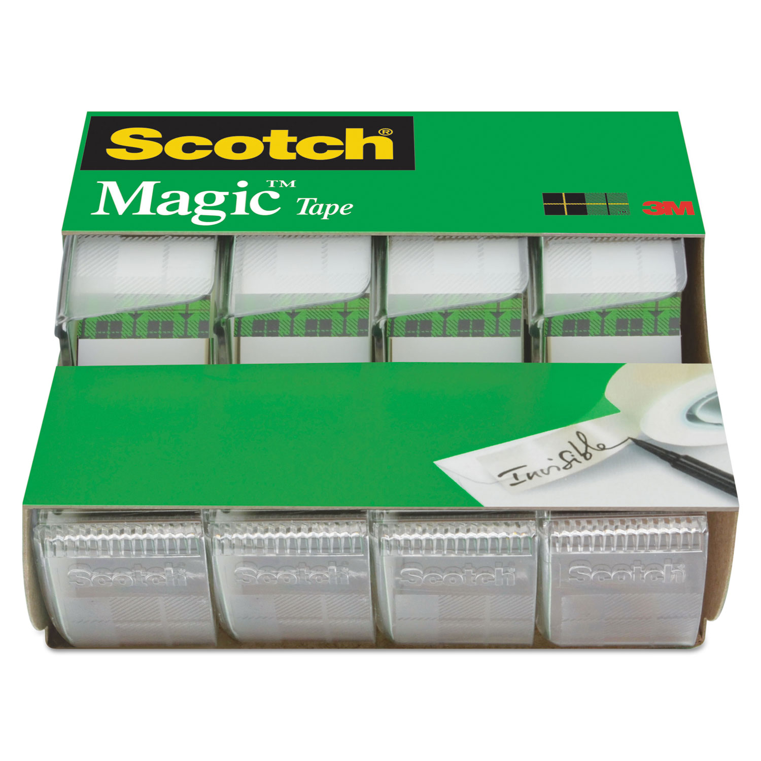 Magic Tape in Handheld Dispenser, 3/4 x 300, 1 Core, Clear, 4/Pack