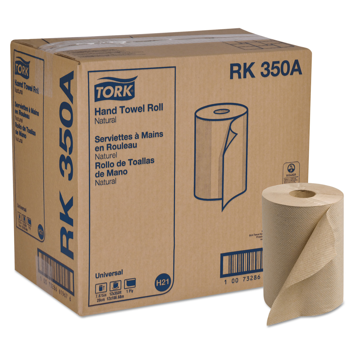 Universal Hardwound Roll Towel, 1-ply, 7 4/5 Wide x 350ft,White, 12/Carton