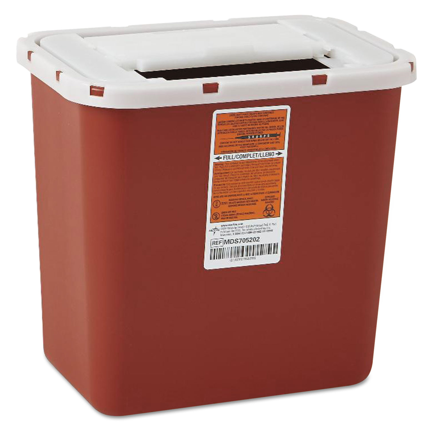 Sharps Container, Freestanding/Wall Mountable, 8qt, 23 1/2 x 19 7/10 x 28, Red