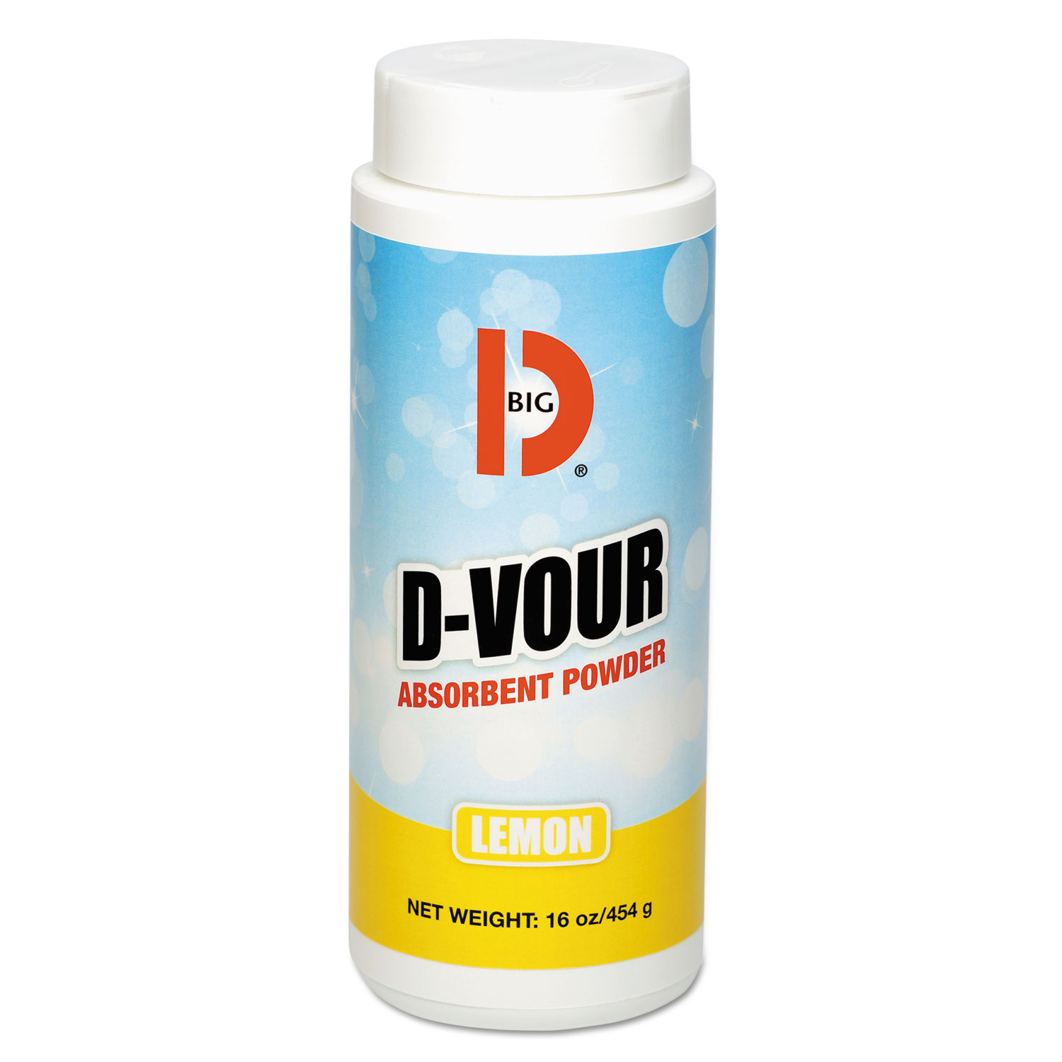 Big D Industries 016600 D-Vour Absorbent Powder, Canister, Lemon, 16oz, 6/Carton (BGD166) 