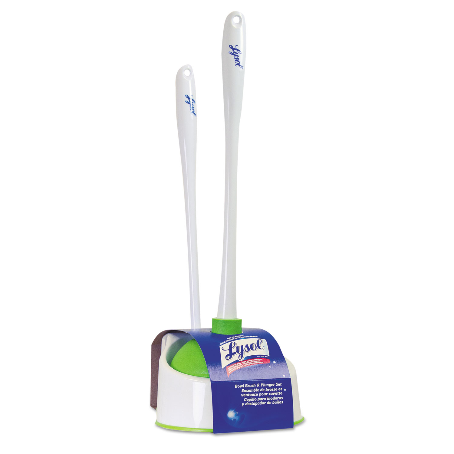 Lysol Bowl Brush with Plunger and Caddy, 20 1/4, White/Green