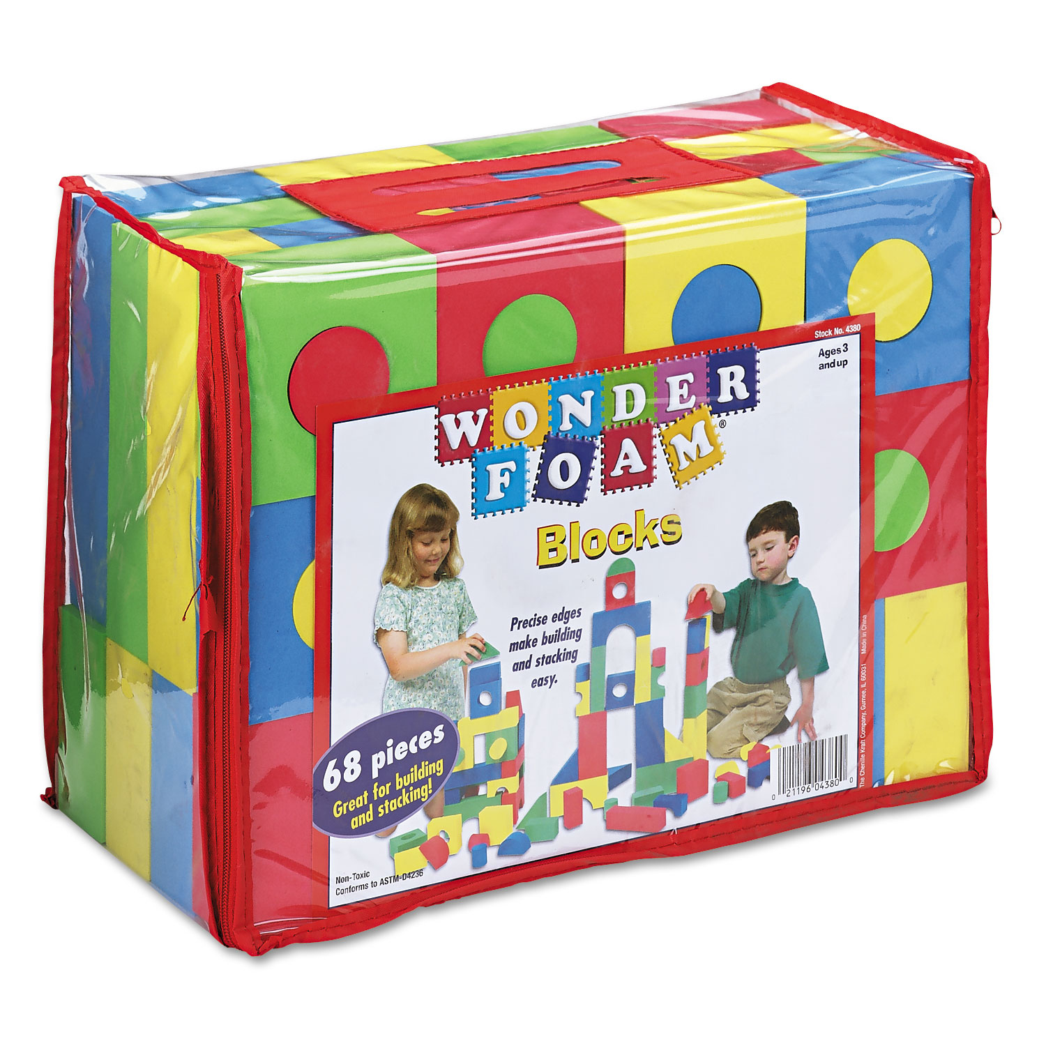 WonderFoam Blocks, Assorted Colors, 68/Pack