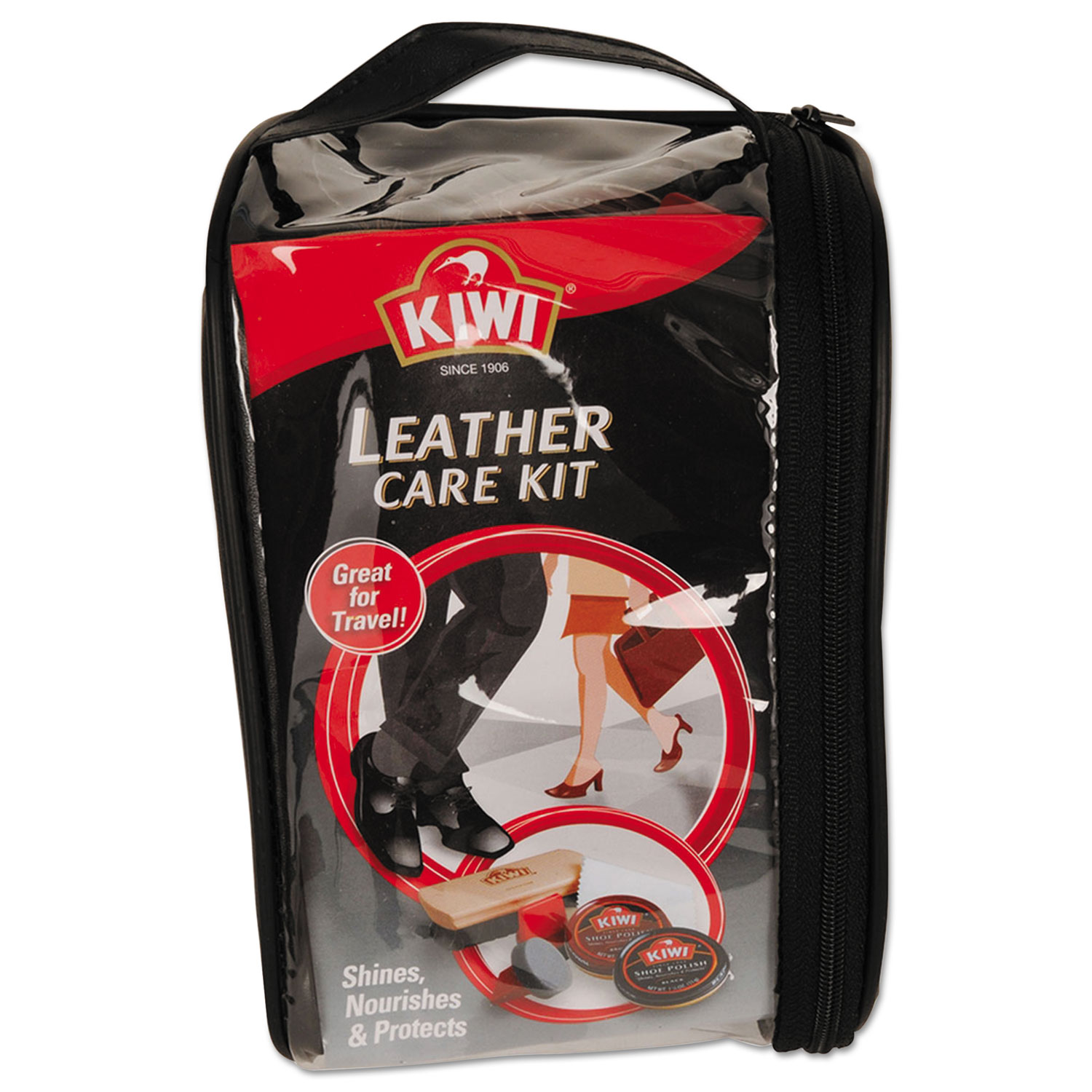 Leather Care Travel Kit, Black/Brown, 6/Carton