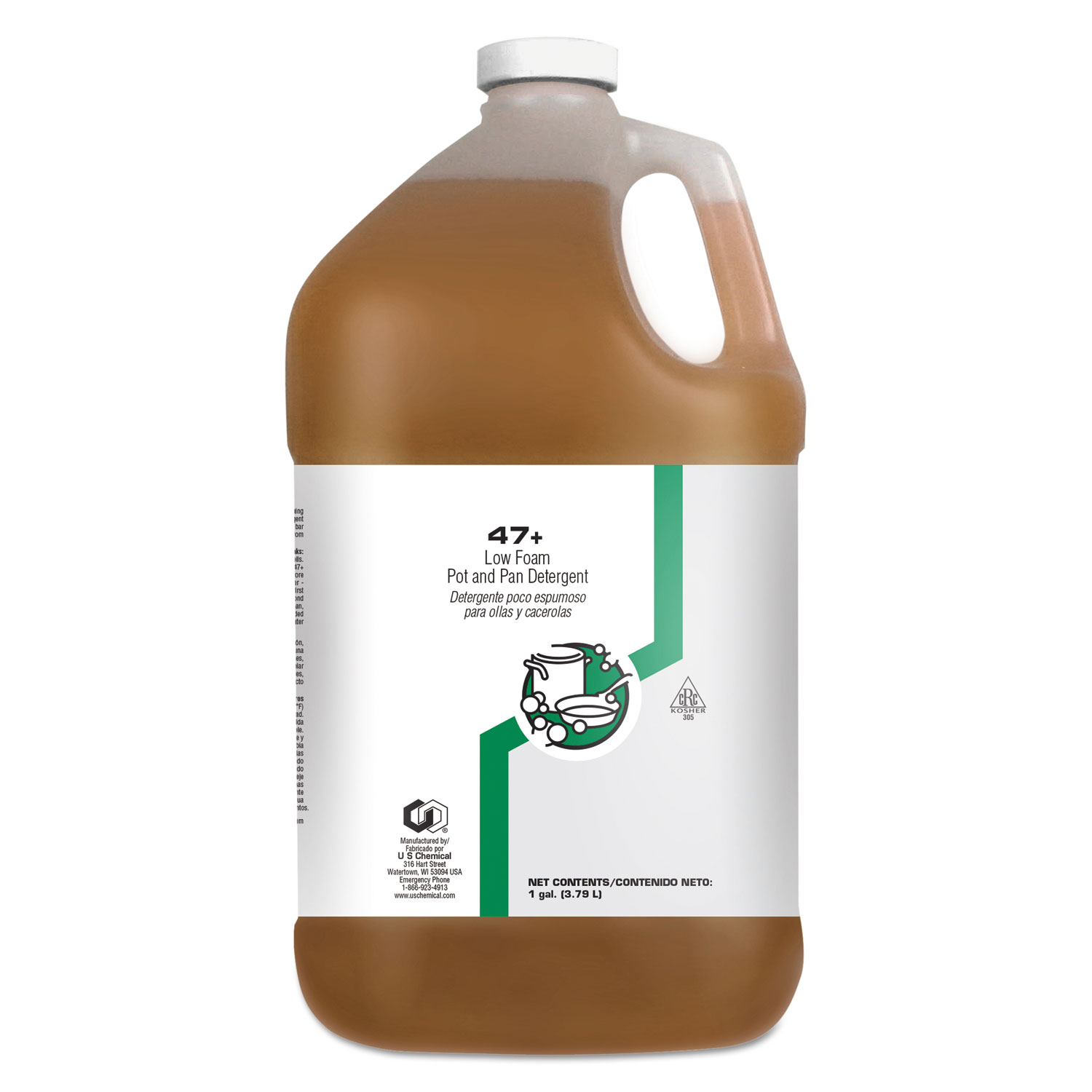  Diversey 4435837 US Chemical Low Foam Pot and Pan Cleaner, 1 gal Bottle, 4/Carton (DVO4435837) 