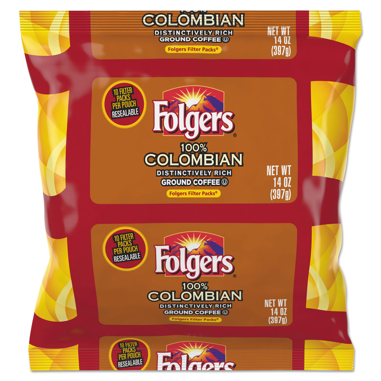 Coffee Filter Packs, 100% Colombian, 1.4 oz Pack, 40/Carton