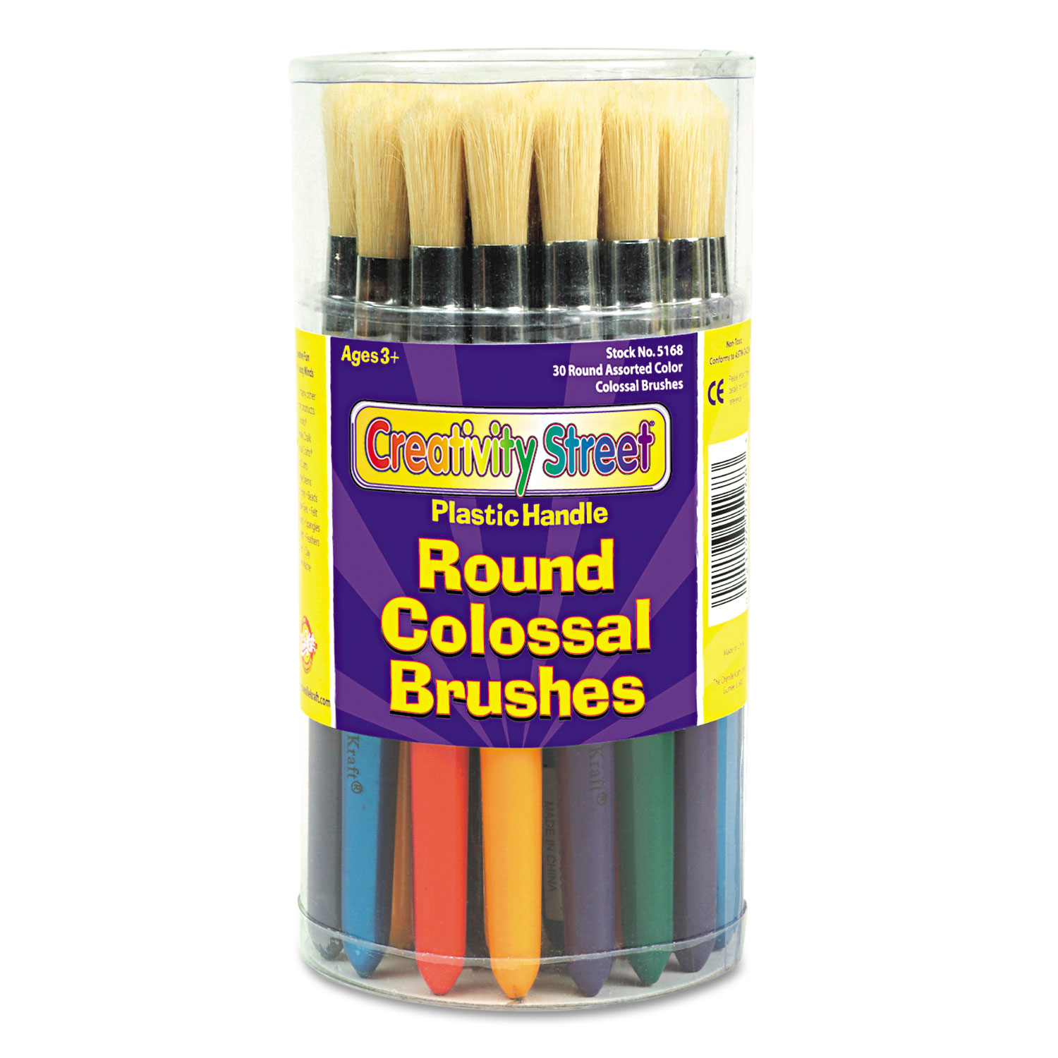 Colossal Brush, Natural Bristle, Round, 30/Set