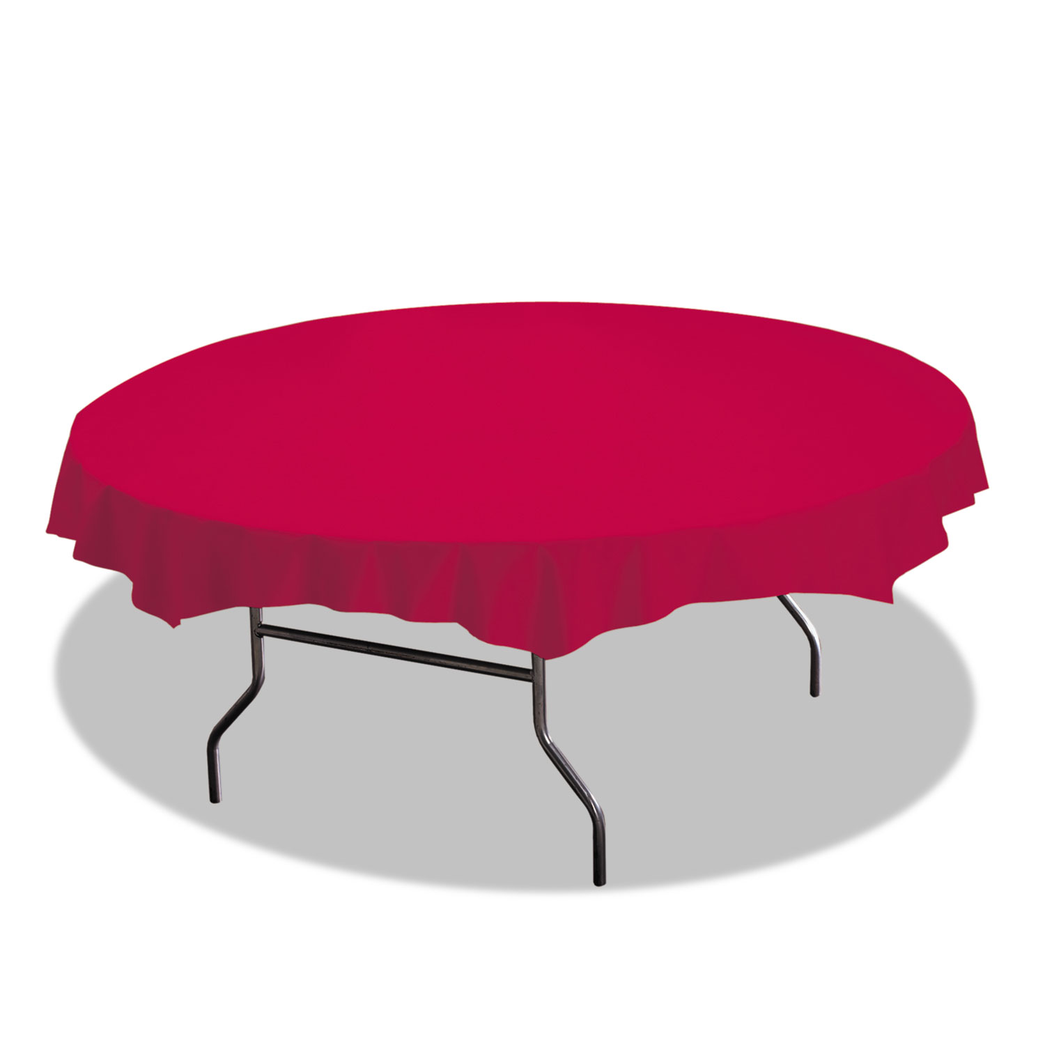 Octy-Round Plastic Tablecover, 82 Diameter, Red, 12/Carton