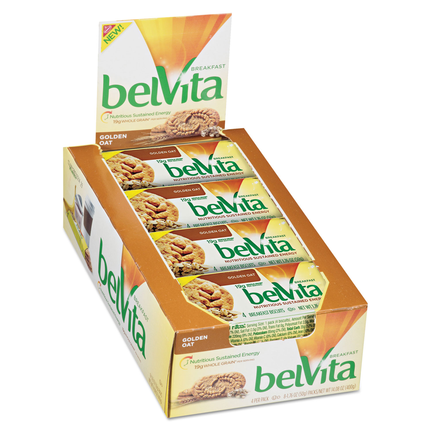  Nabisco 00 44000 02946 00 belVita Breakfast Biscuits, 1.76 oz Pack, Golden Oat, 64/Carton (CDB02946) 