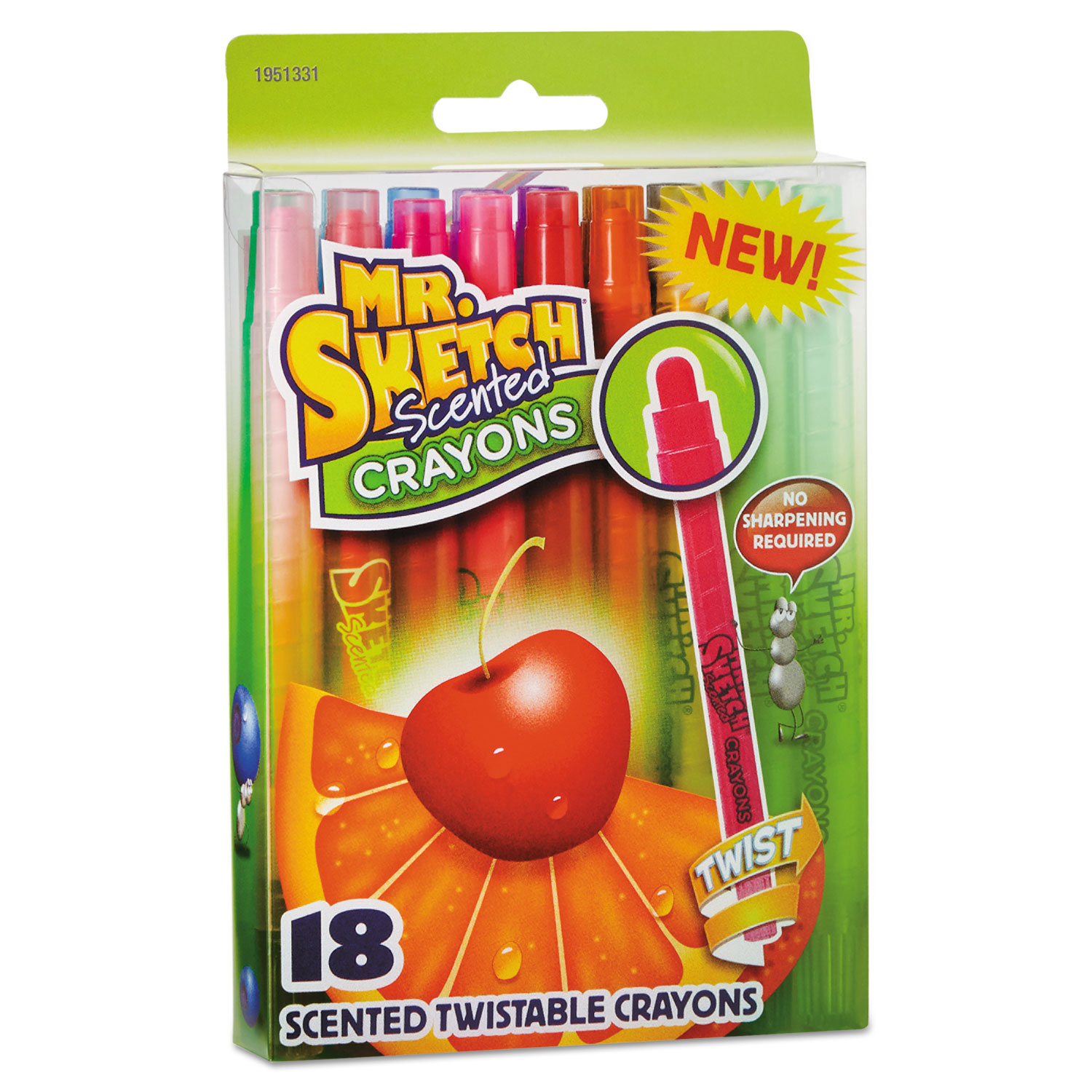 Scented Crayons, Wax, Assorted, 18/Pack