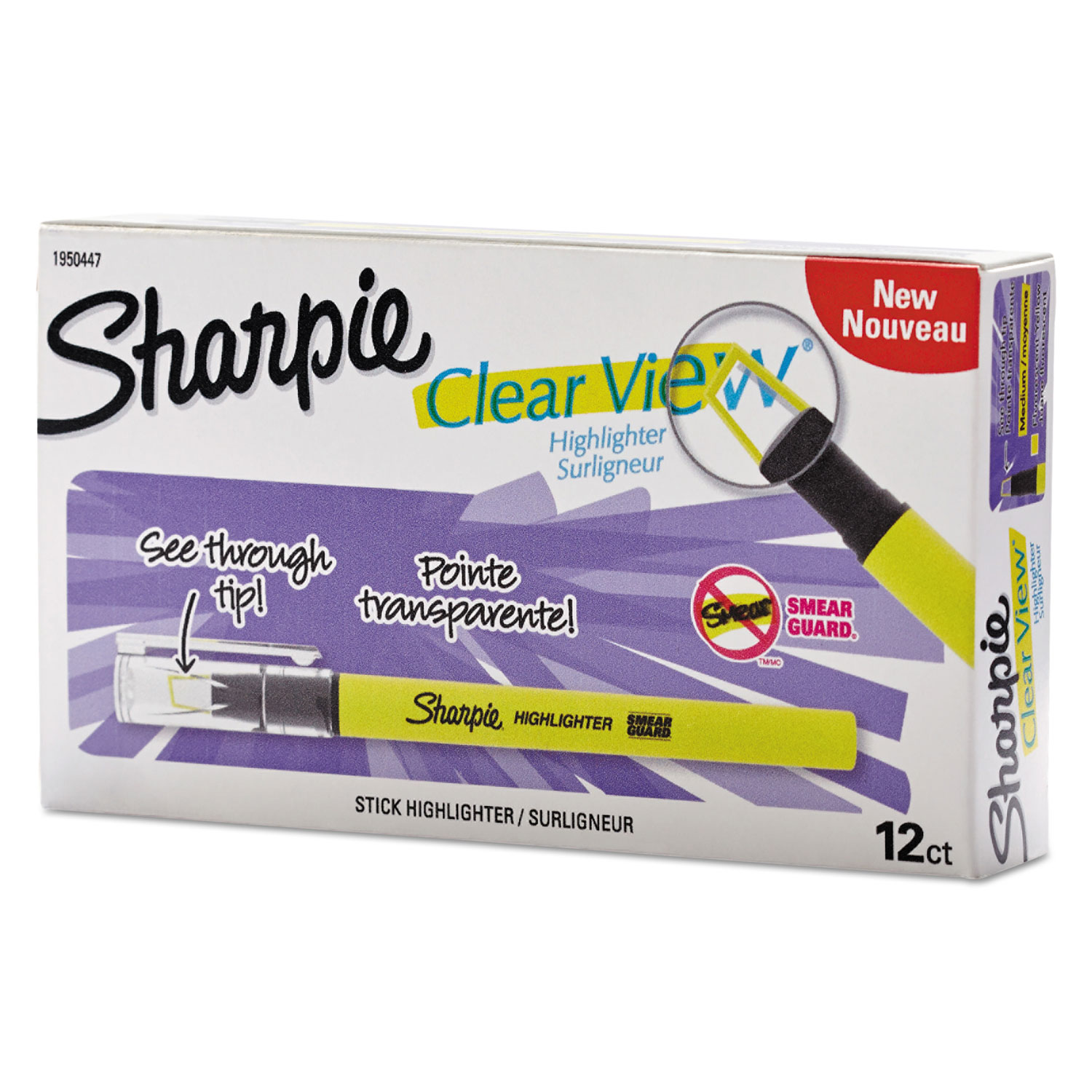  Sharpie 1950447 Clearview Pen-Style Highlighter, Chisel Tip, Fluorescent Yellow, Dozen (SAN1950447) 