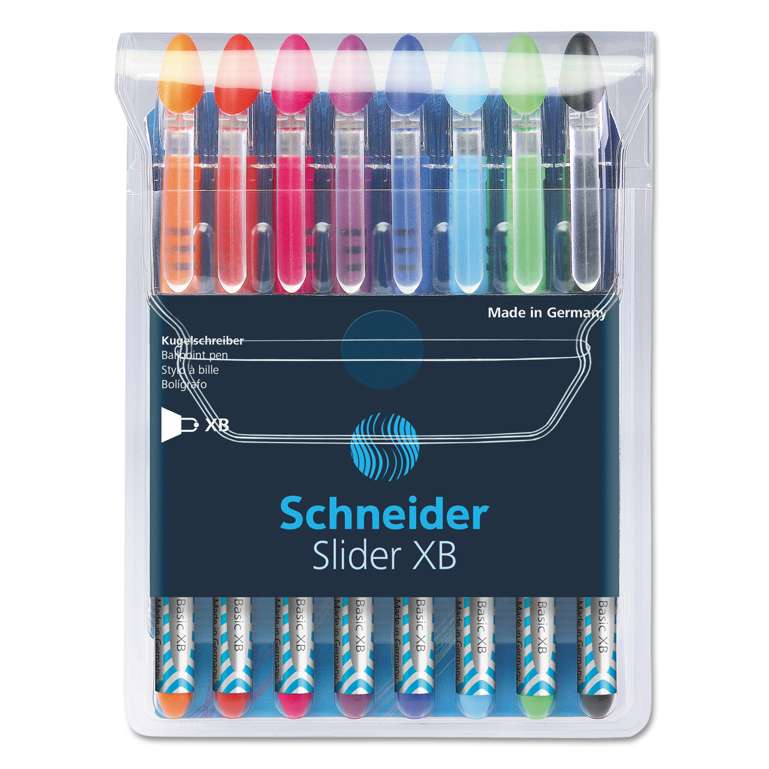 Schneider® Slider Stick Ballpoint Pen, 1.4 mm, Assorted Ink/Barrel, 8/Pack