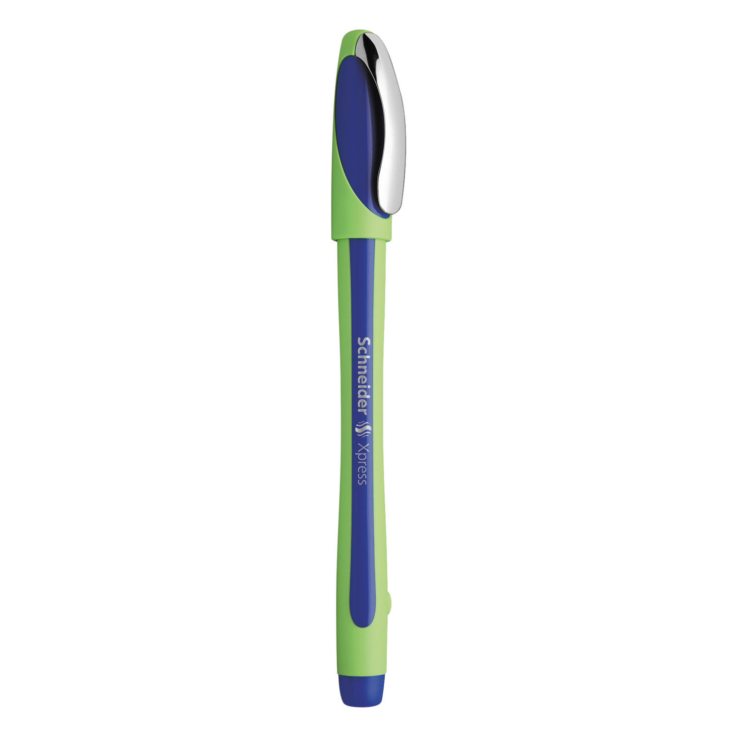 Schneider® Schneider Xpress Fineliner Stick Pen, 0.8mm, Blue Ink, Blue/Green Barrel, 10/Box
