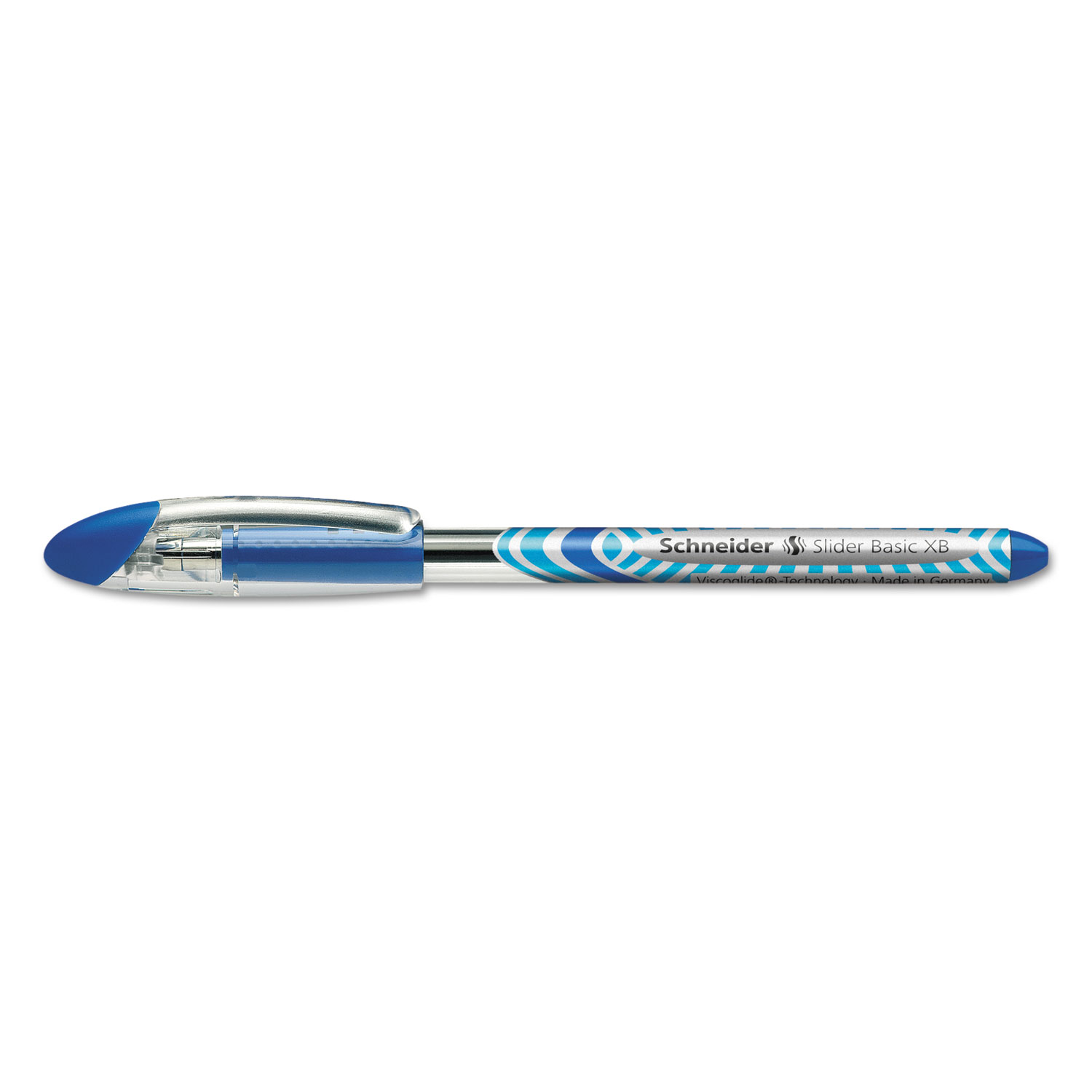 Schneider® Slider Stick Ballpoint Pen, 1.4 mm, Blue Ink, Blue/Silver Barrel, 10/Box