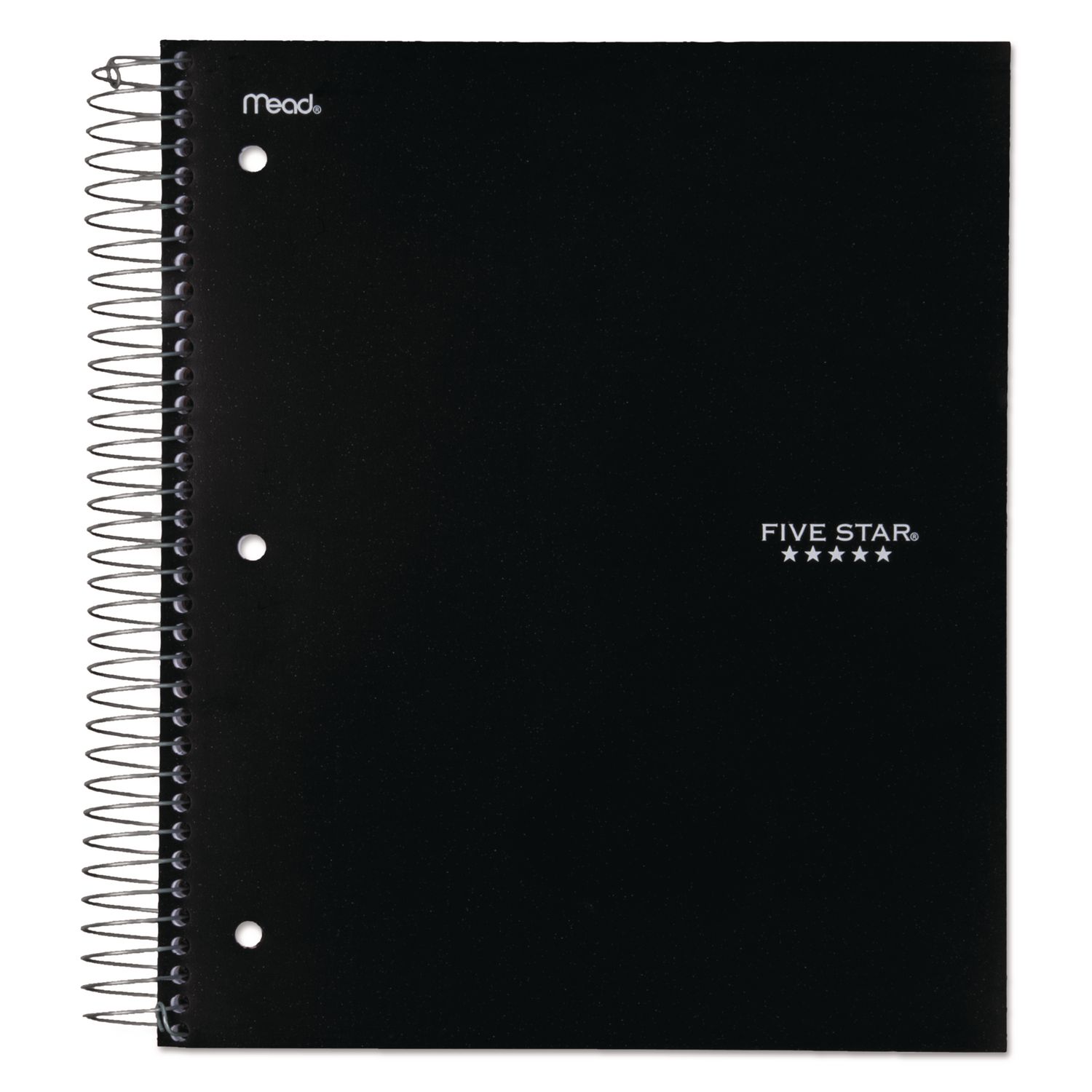 Wirebound Notebook, 5-Subject, Medium/College Rule, Black Cover, (200) 11 x 8.5 Sheets