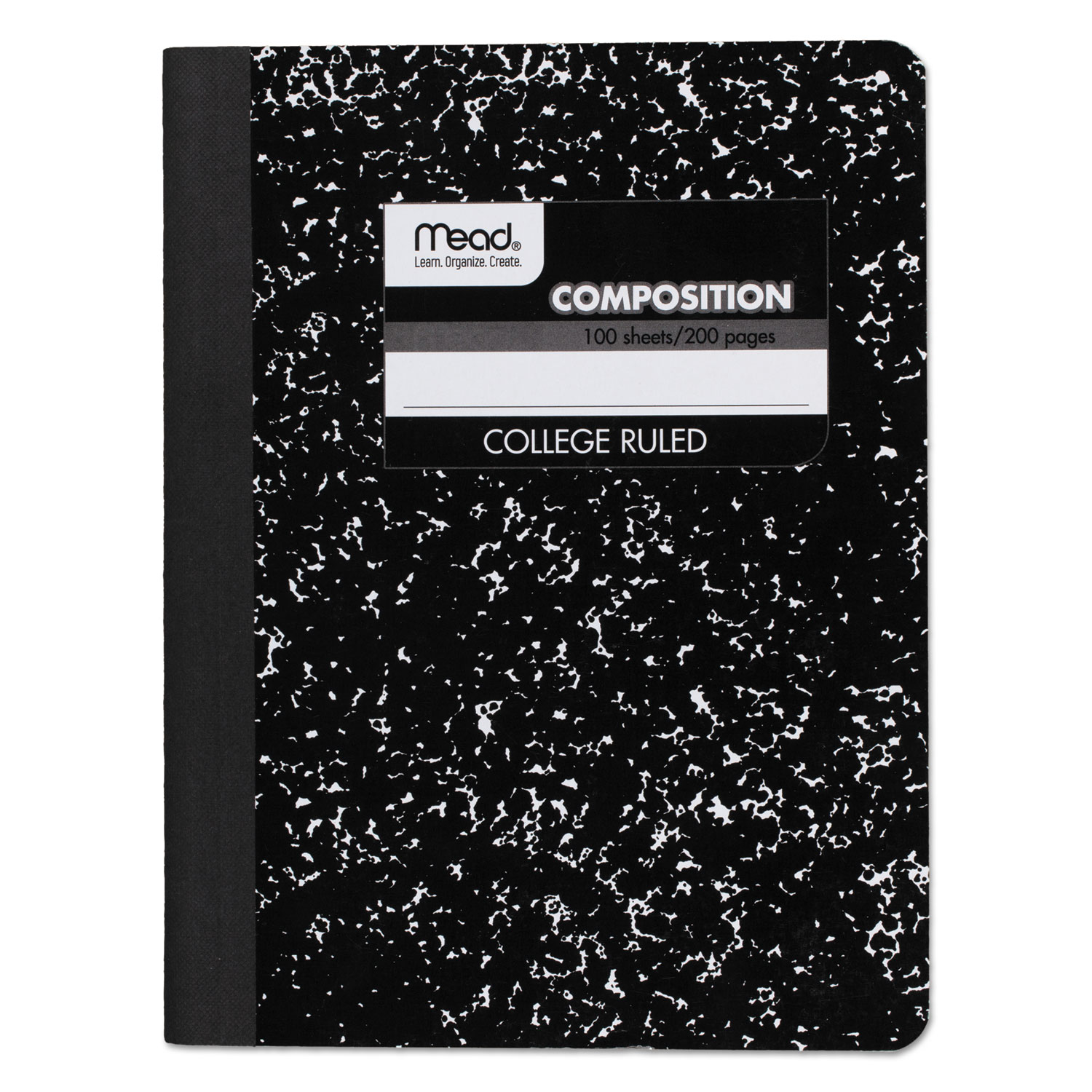 Composition Book, Medium/College Rule, Black Marble Cover, (100) 9.75 x 7.5 Sheets