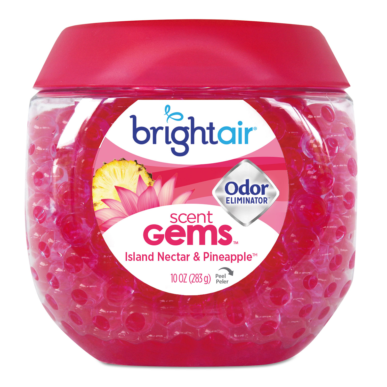  BRIGHT Air 900229 Scent Gems Odor Eliminator, Island Nectar and Pineapple, Pink, 10 oz Gel (BRI900229) 