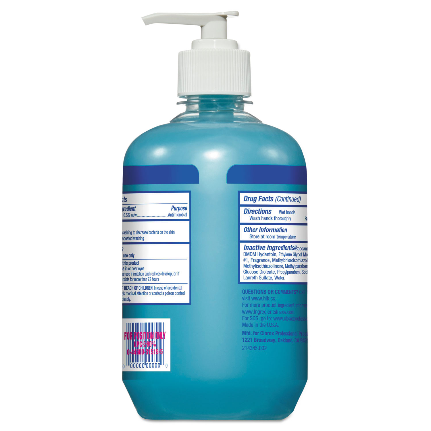 Antimicrobial Hand Soap, Unscented, Blue, 18 oz Pump Bottle, 12/Carton