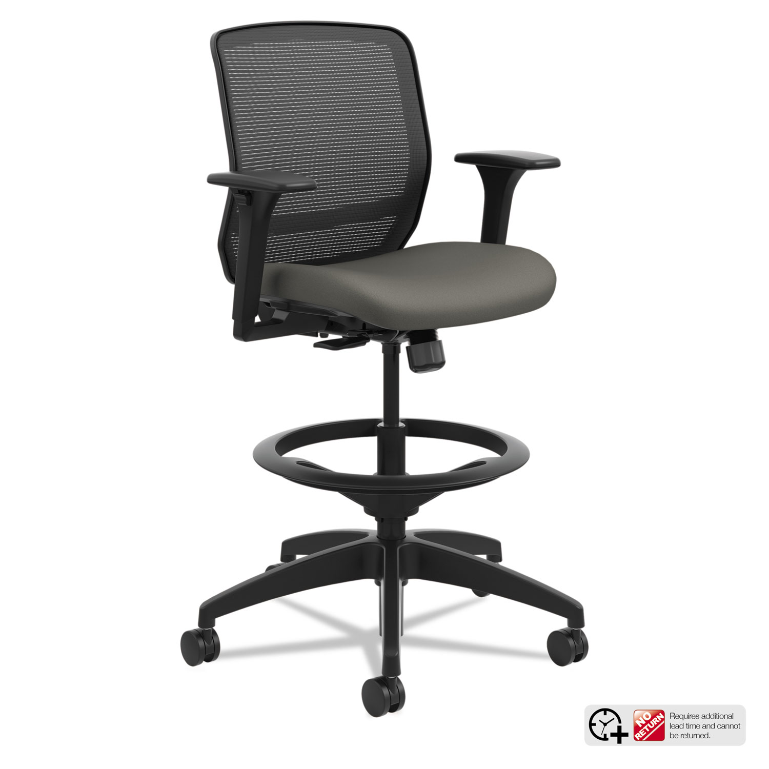  HON HQTSM.Y0.A.H.IM.CU19.SB Quotient Series Mesh Mid-Back Task Stool, 33 Seat Height, Supports up to 300 lbs., Iron Ore Seat/Black Back, Black Base (HONQTSMY1ACU19) 