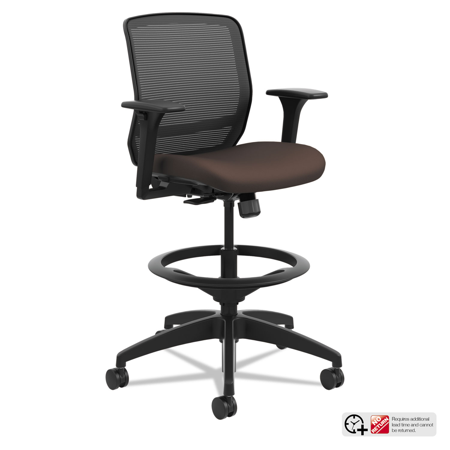  HON HQTSM.Y0.A.H.IM.CU49.SB Quotient Series Mesh Mid-Back Task Stool, 33 Seat Height, Supports up to 300 lbs., Espresso Seat/Black Back, Black Base (HONQTSMY1ACU49) 