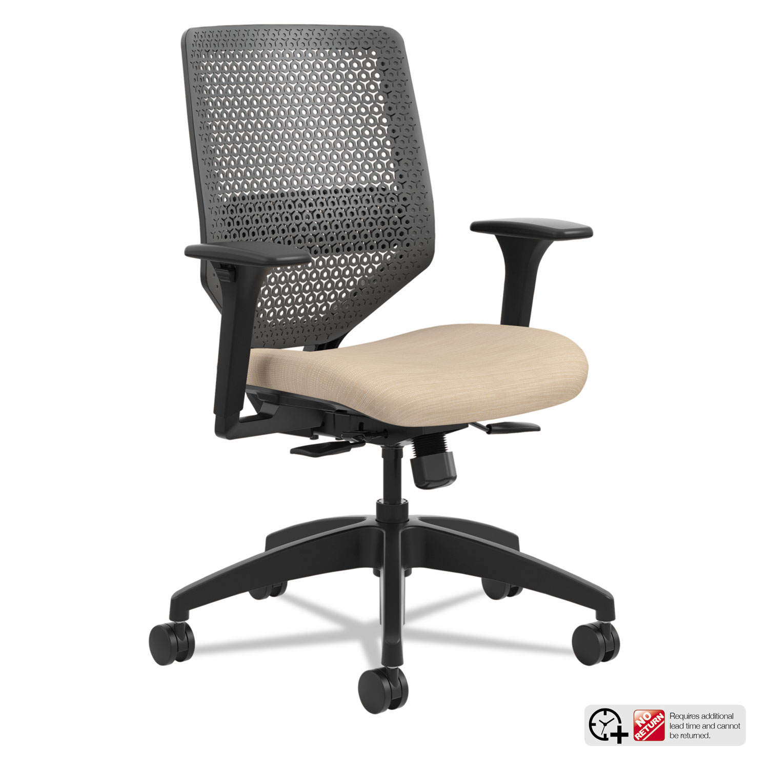  HON SVR1ACLC22TK Solve Series ReActiv Back Task Chair, Supports up to 300 lbs., Putty Seat/Charcoal Back, Black Base (HONSVR1ACLC22TK) 