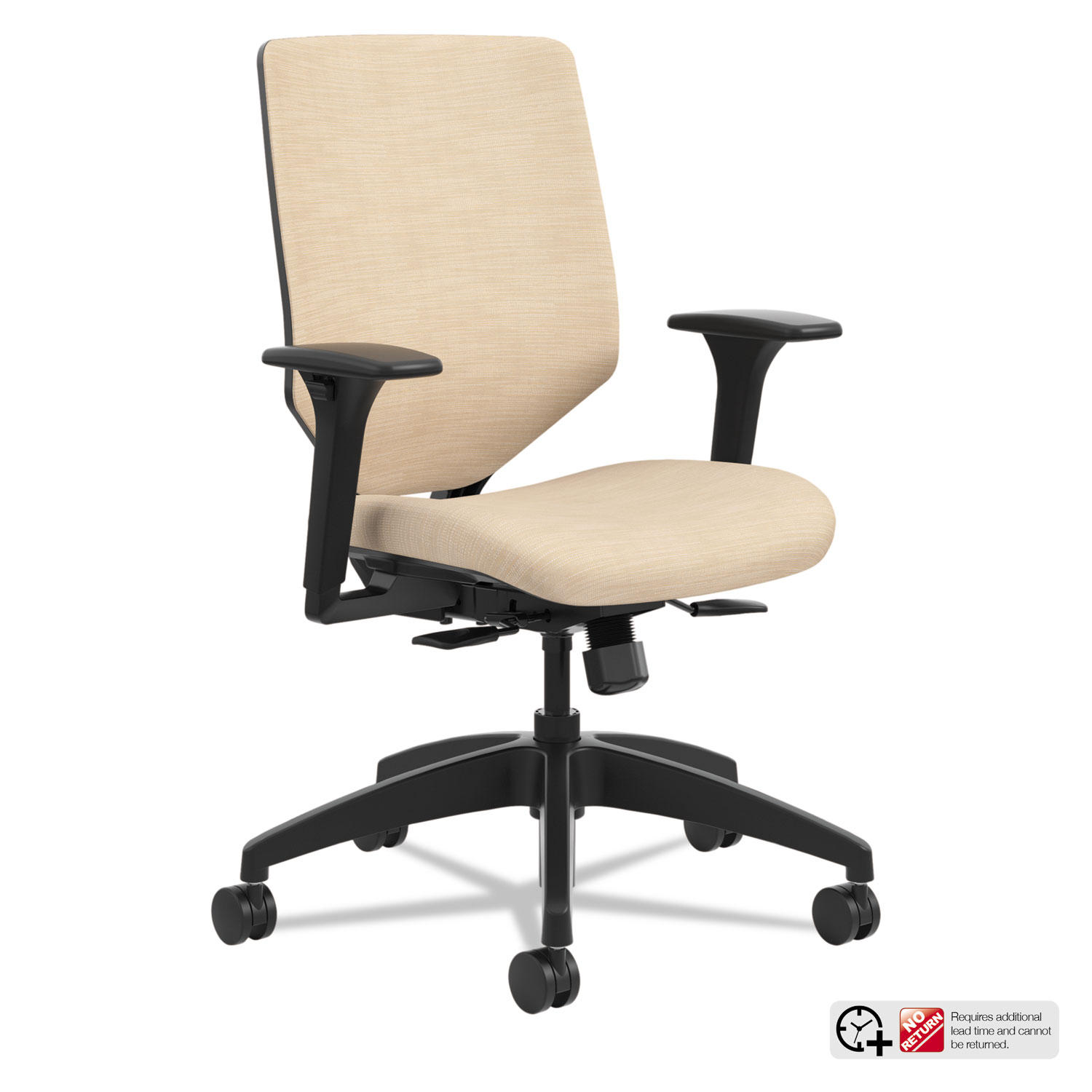  HON SVU1ACLC22TK Solve Series Upholstered Back Task Chair, Supports up to 300 lbs., Putty Seat/Putty Back, Black Base (HONSVU1ACLC22TK) 