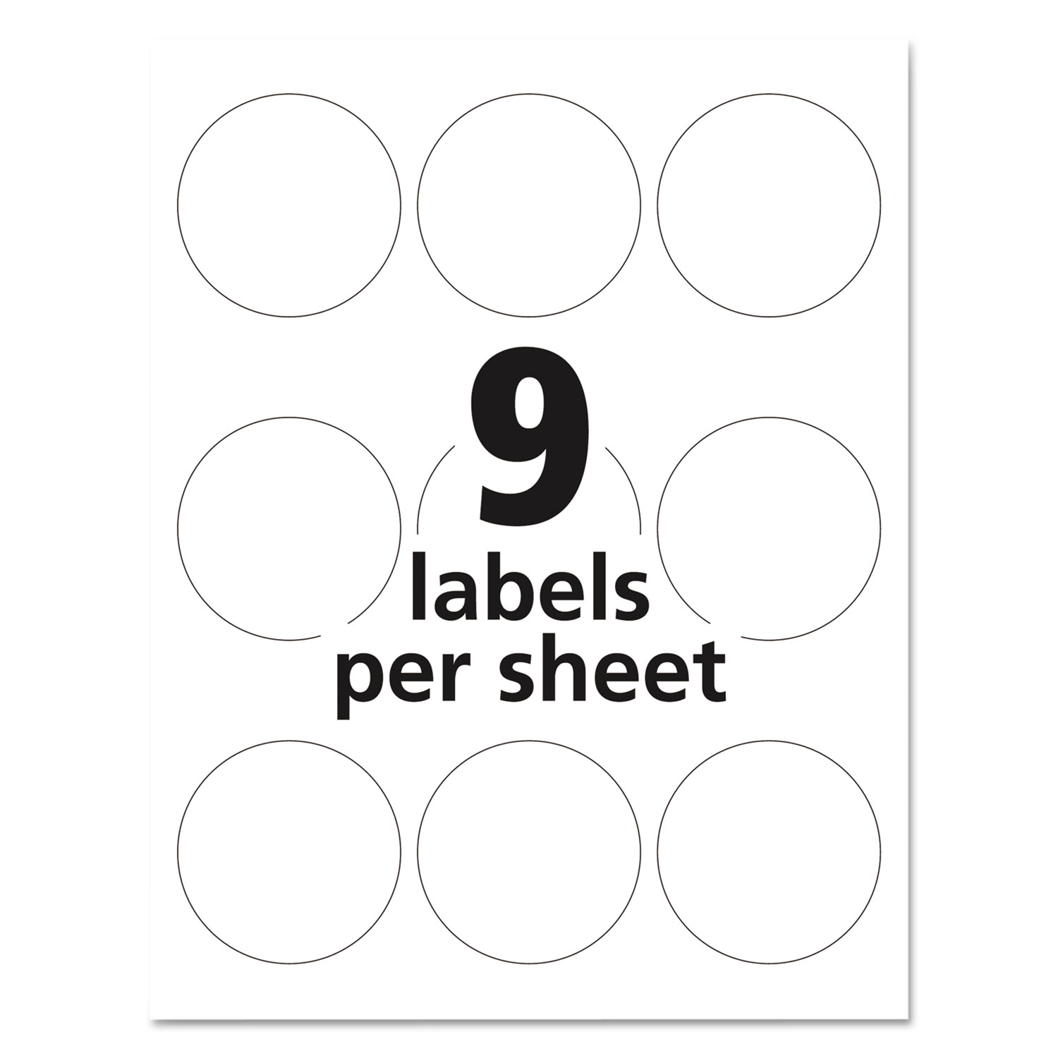 Avery® Round True Print Labels, 2 1/2" dia, White, 90/Pack National