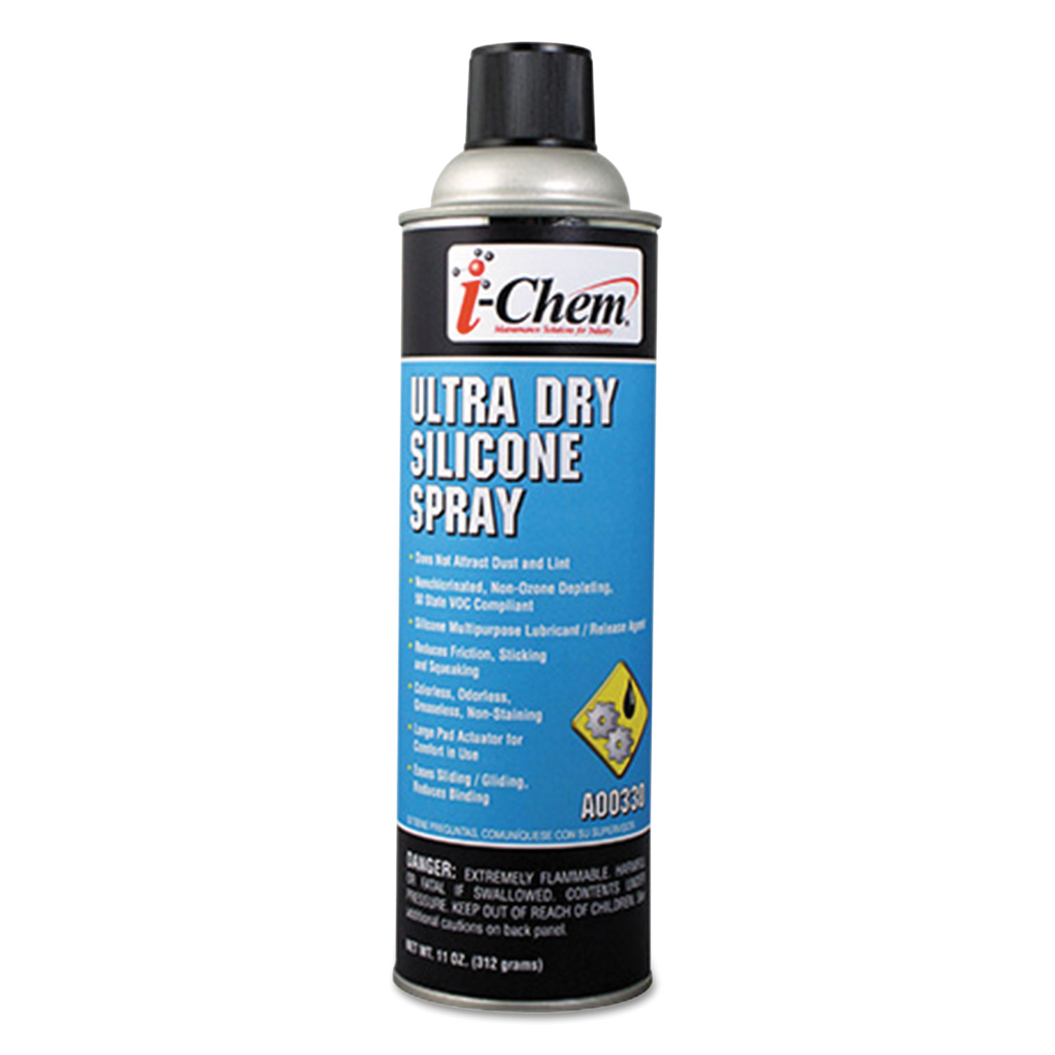 Ultra Dry Silicone Spray, 11 oz Aerosol Can, 12/Carton