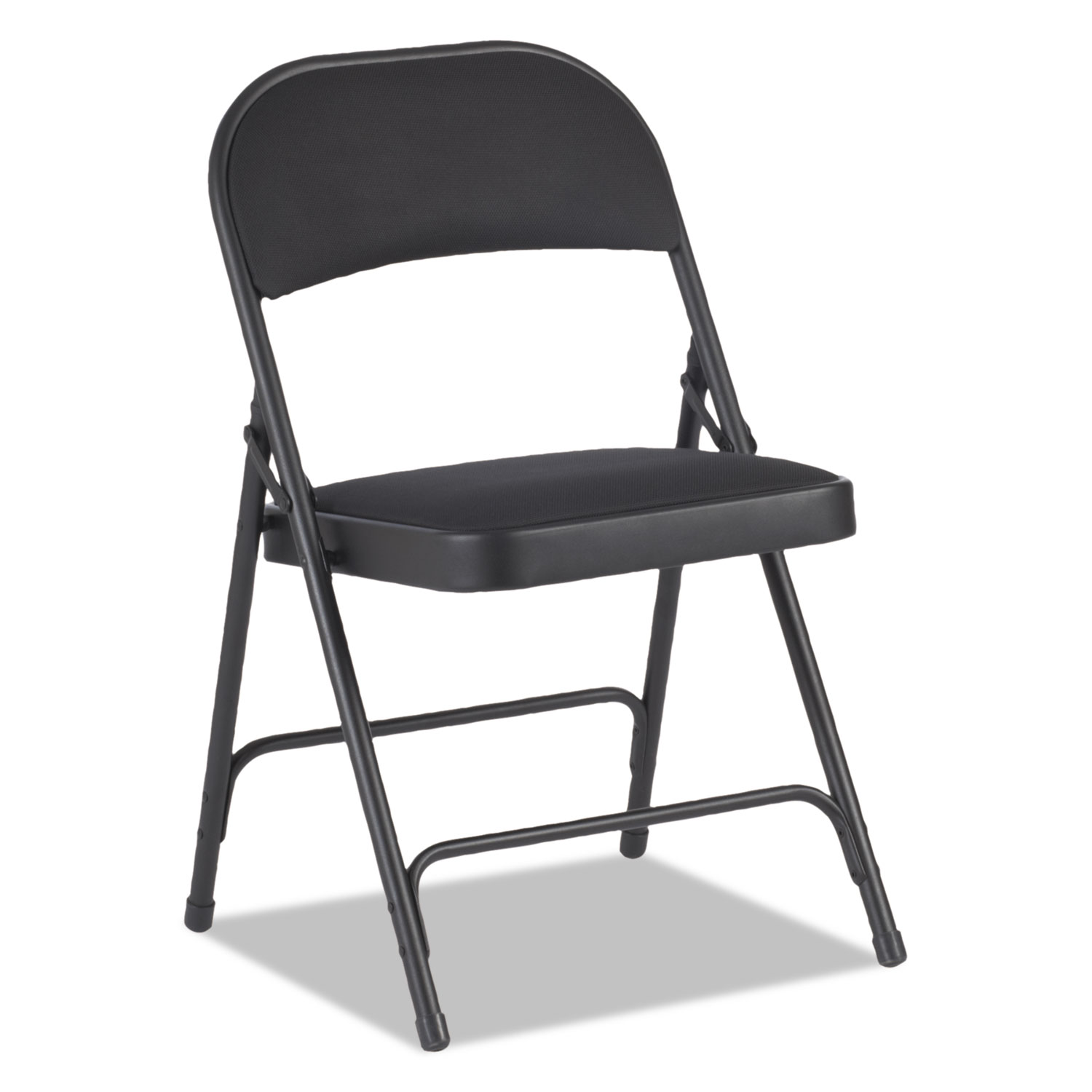 Steel Folding Chair with Two-Brace Support, Fabric Back/Seat, Graphite, 4/Carton
