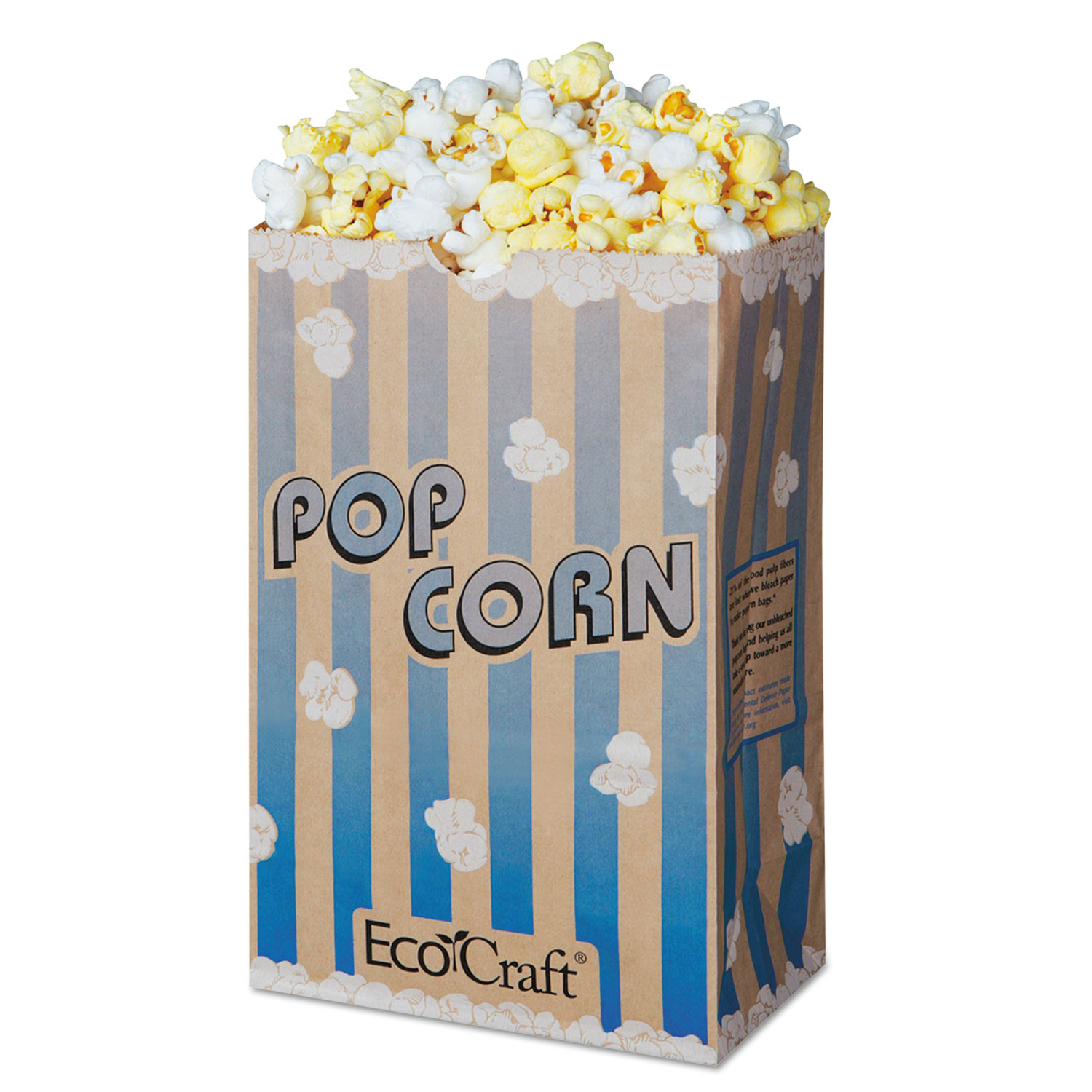 EcoCraft Grease-Resistant Popcorn Bags, 85 oz, 2-ply, 3.25