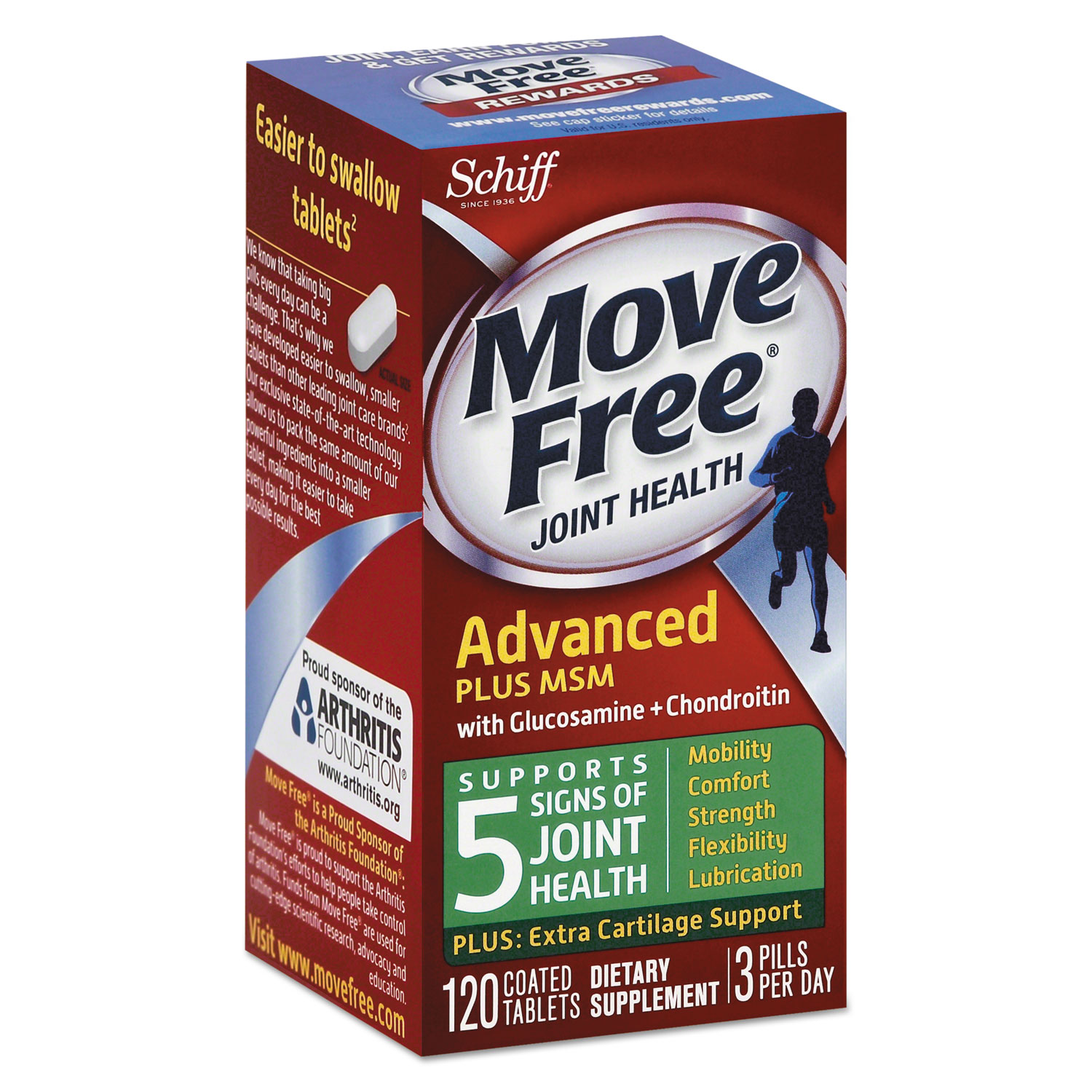 Move Free Advanced Plus MSM Joint Health Tablet, 120 Count