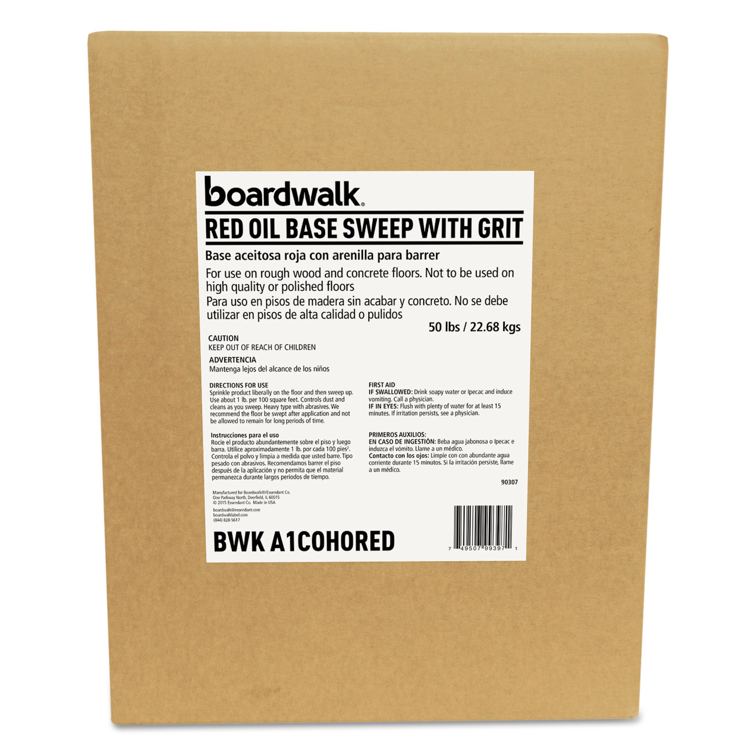 Boardwalk BWKA1COHORED Oil-Based Sweeping Compound, Grit, Red, 50lbs, Box (BWKA1COHORED) 