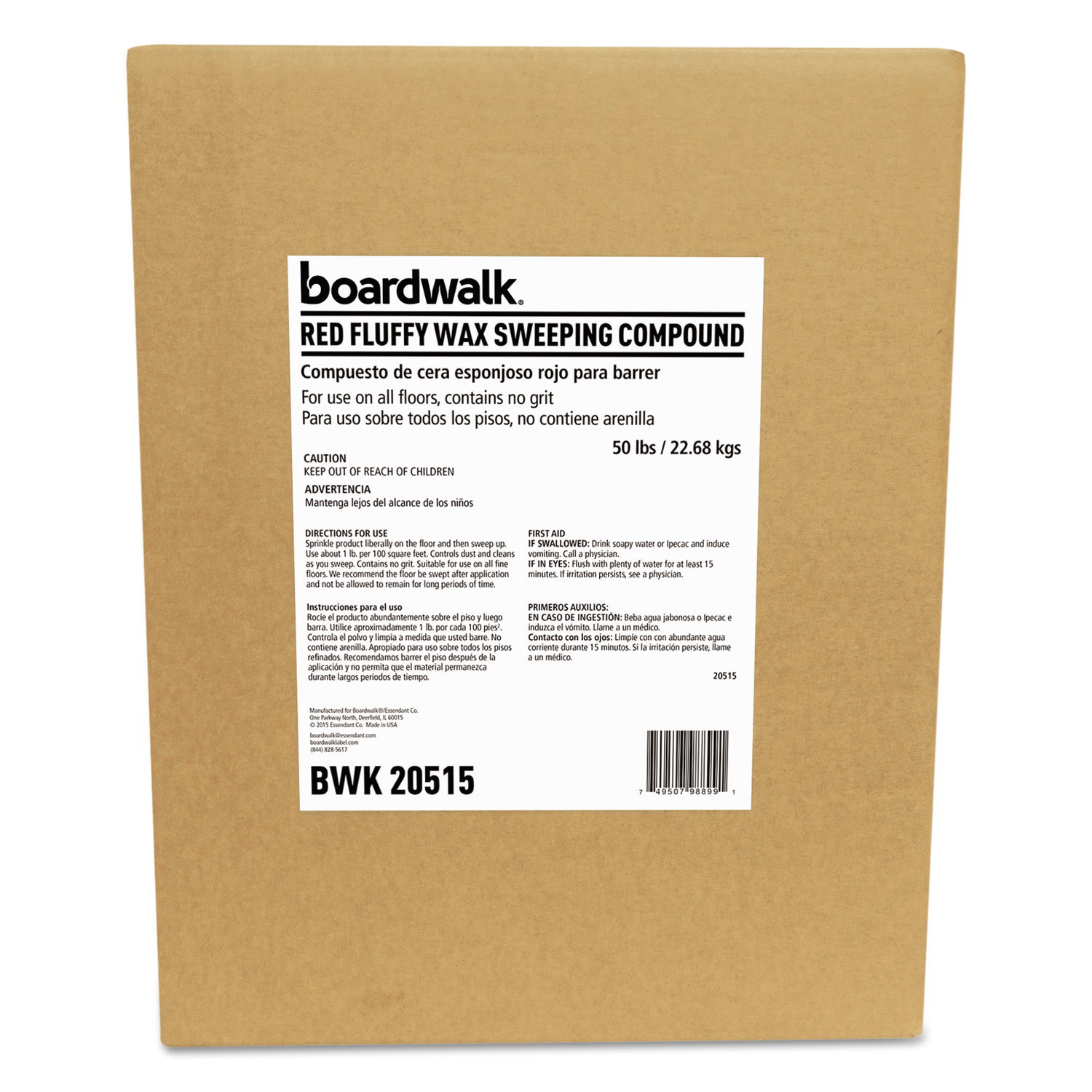  Boardwalk BWK20515 Economic Wax-Based Sweeping Compound, Red, Grit-Free, 50lbs, Box (BWK20515) 