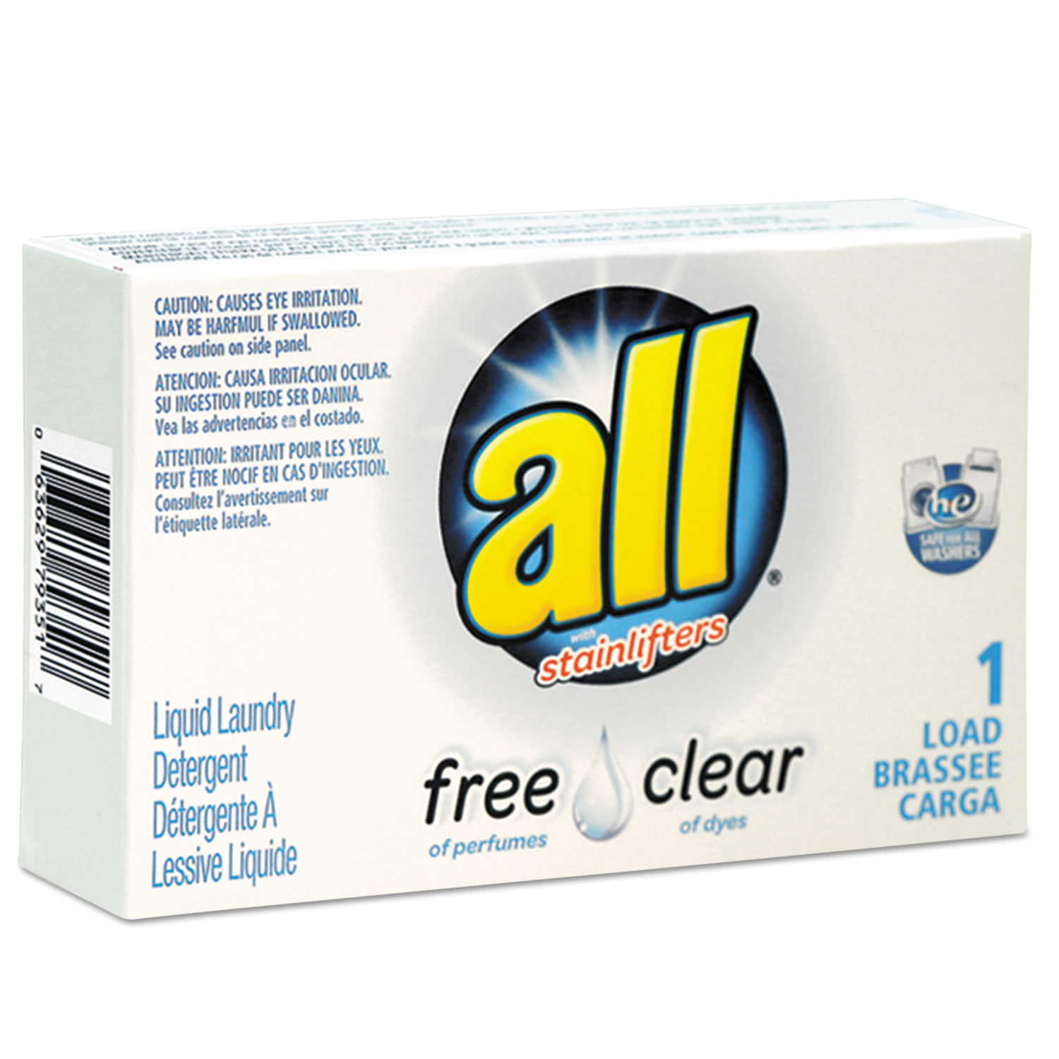  All R1-2979351 Free Clear HE Liquid Laundry Detergent, Unscented, 1.6 oz Vend-Box, 100/Carton (VEN2979351) 