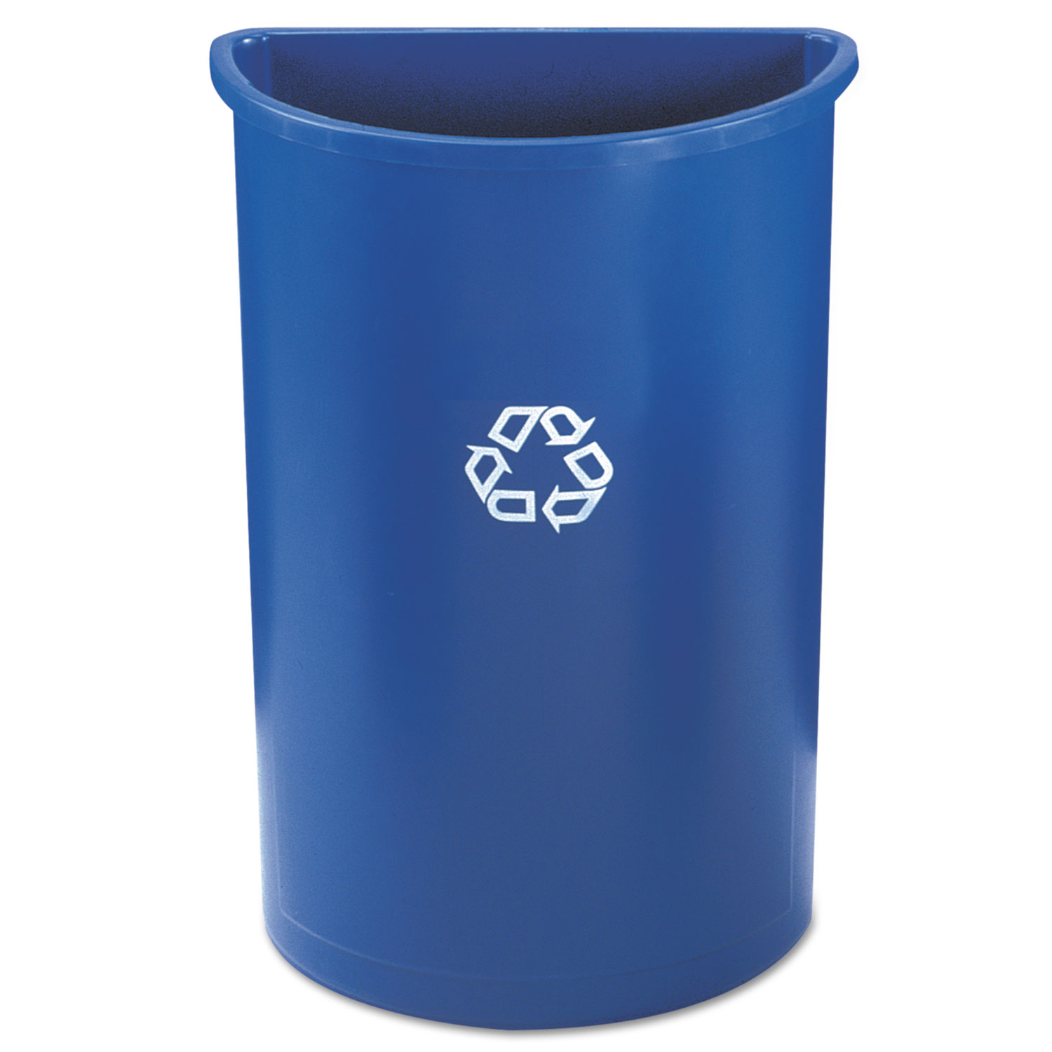 Half-Round Recycling Container, Plastic, 21 gal, Blue