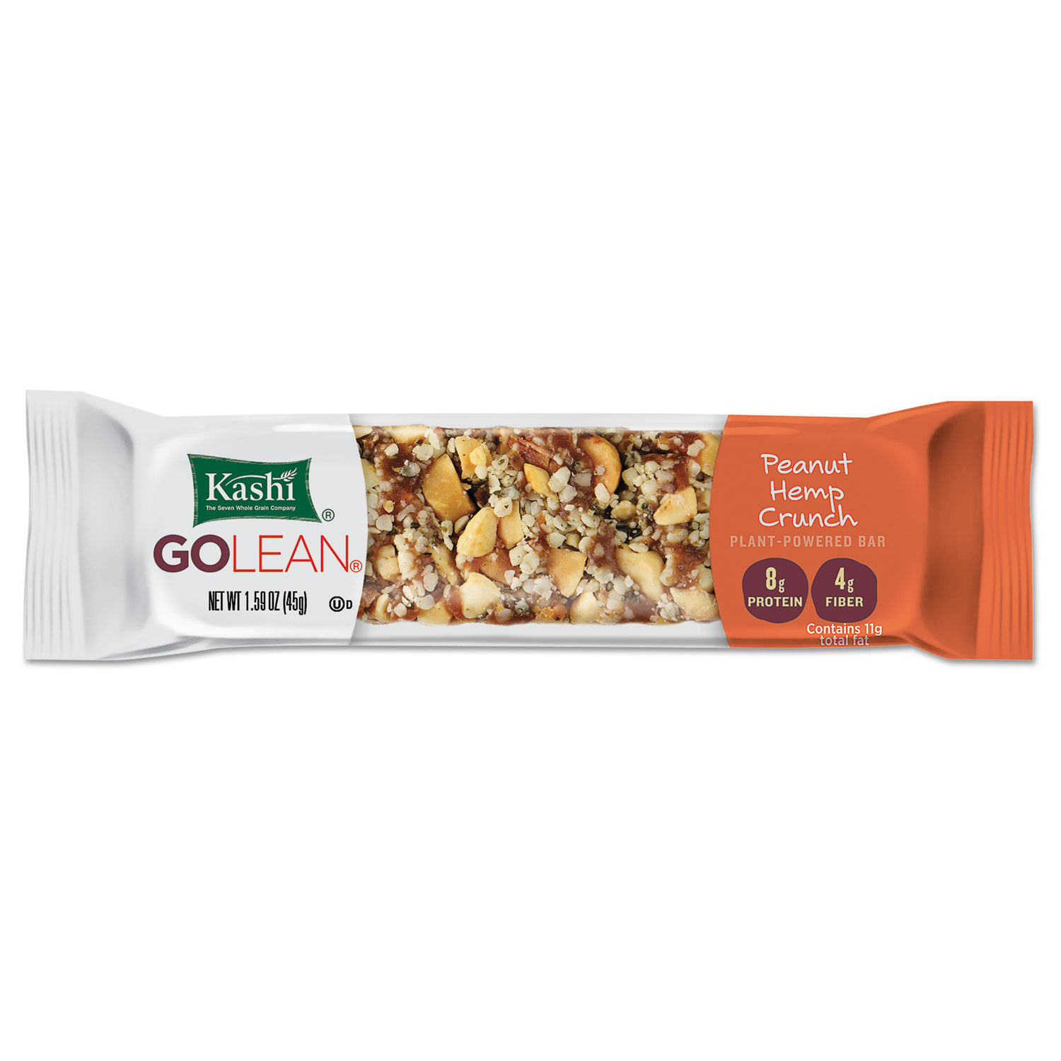 GOLEAN Fiber & Protein Bars, Peanut Hemp Crunch, 1.58 oz Bar, 8/Box