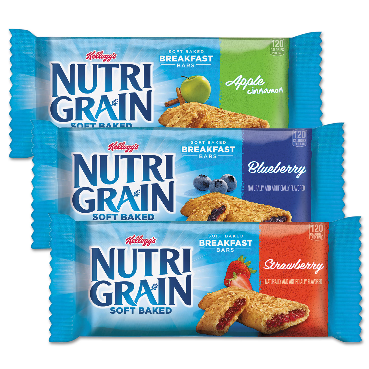  Kellogg's 3800005872 Nutri-Grain Cereal Bars, Asstd: Apple, Blueberry, Strawberry, 1.3oz Bar, 48/Ctn (KEB05872) 