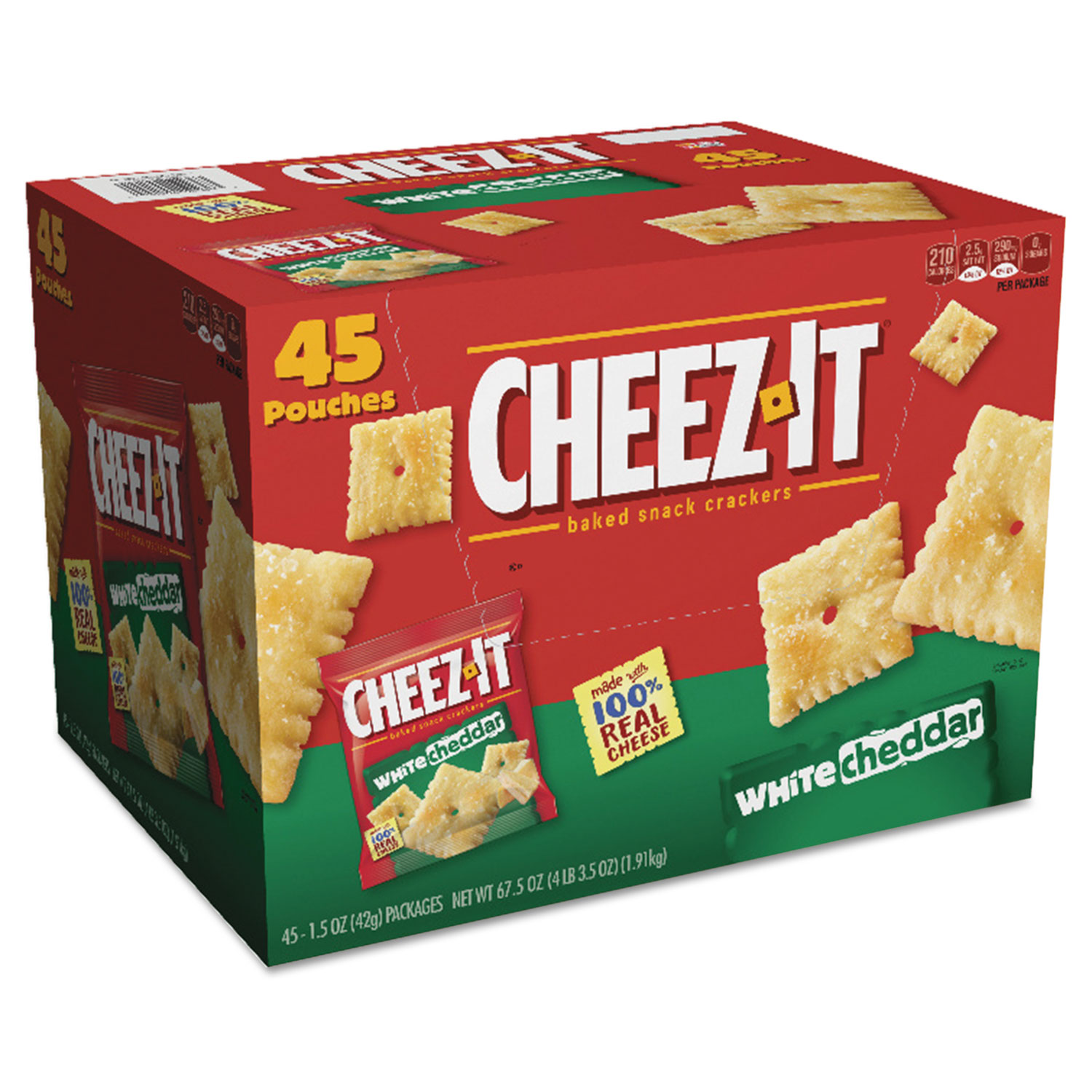 Cheez-it Crackers, 1.5 oz Bag, White Cheddar, 45/Carton