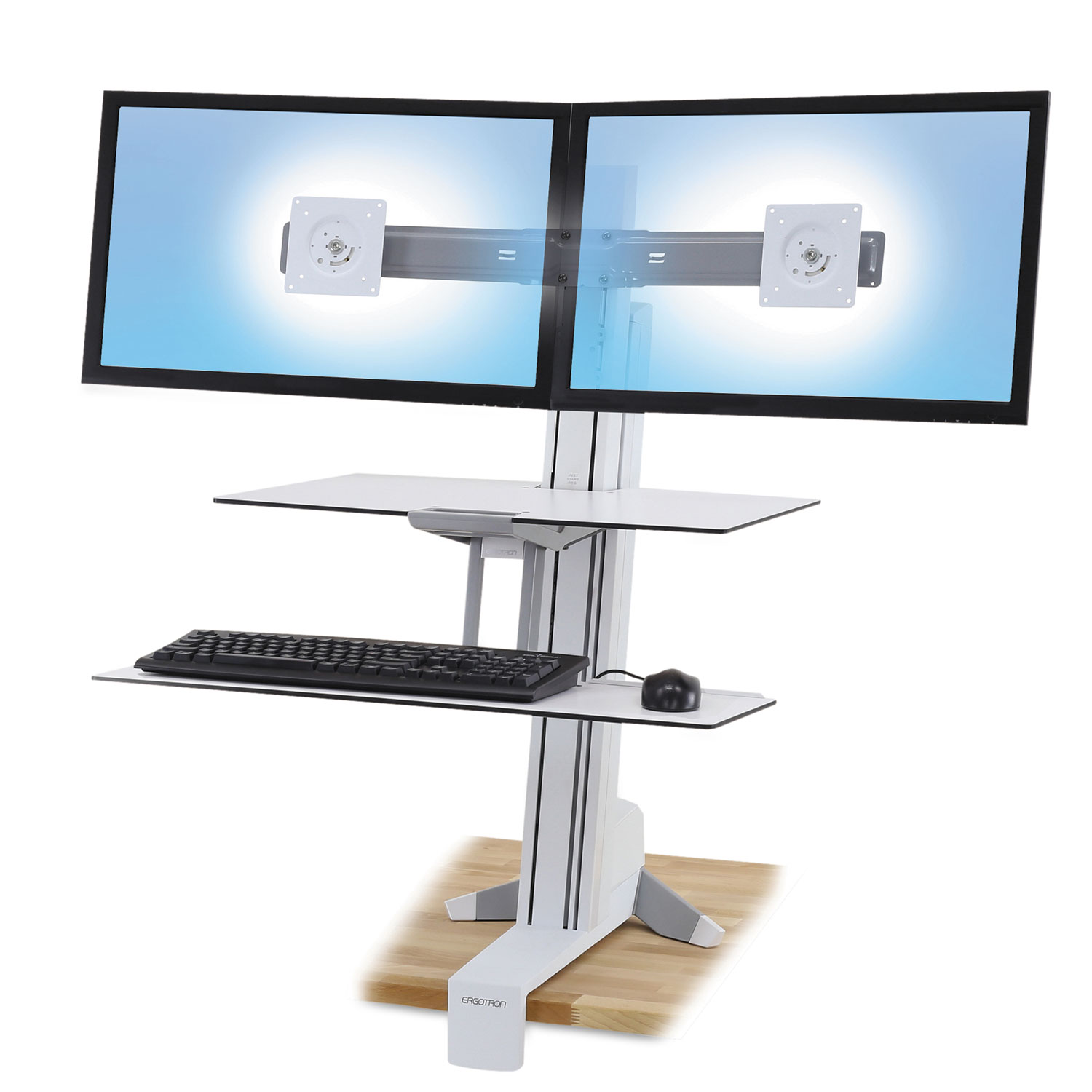  WorkFit by Ergotron 33-349-211 WorkFit-S Sit-Stand Workstation with Worksurface+,Dual LCD Monitors, 27w x 30.25d x 35h, White (ERG33349211) 